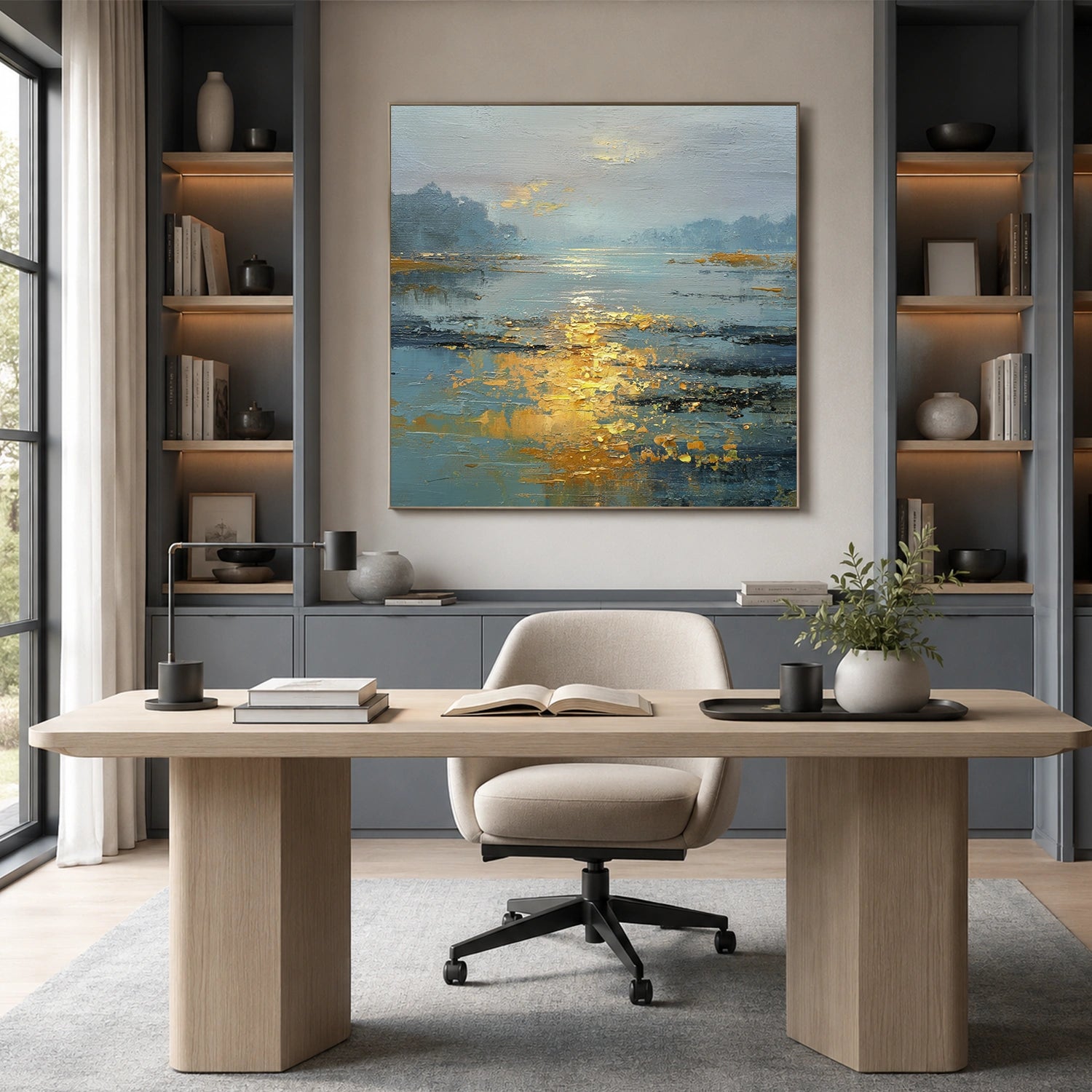 Abstract Ocean And Sky Canvas Art #OC205