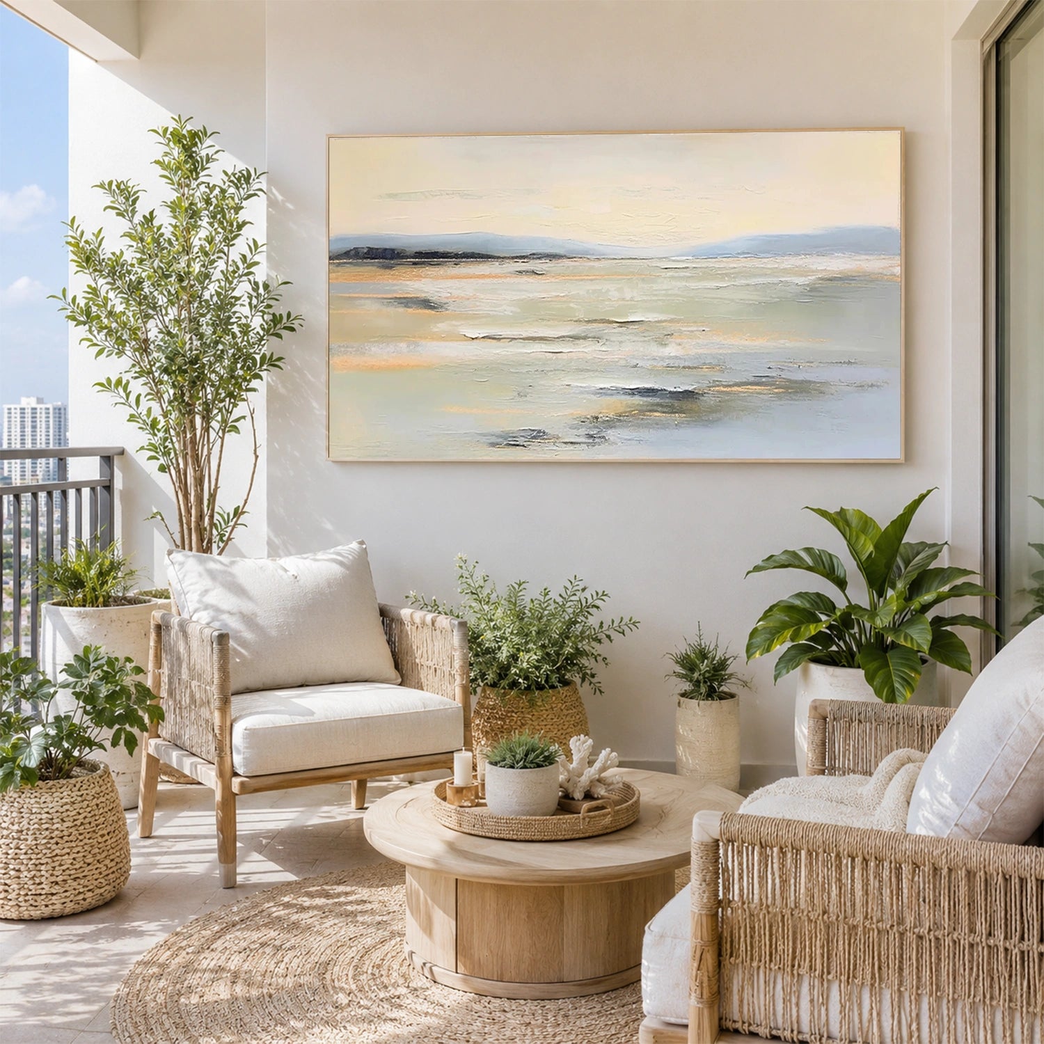 Abstract Ocean And Sky Canvas Art #OC215