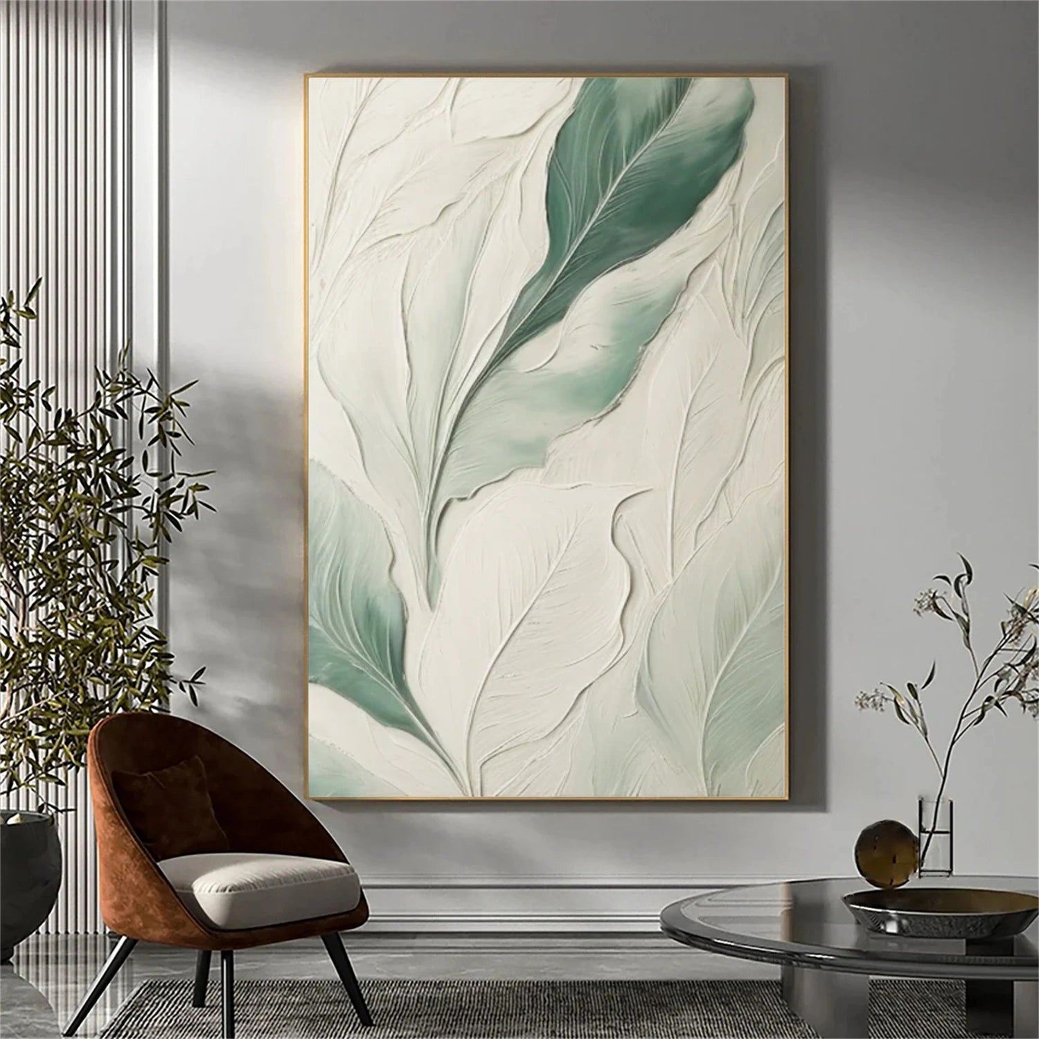 Minimalist Flower And Tree Textured Canvas Art #MF104