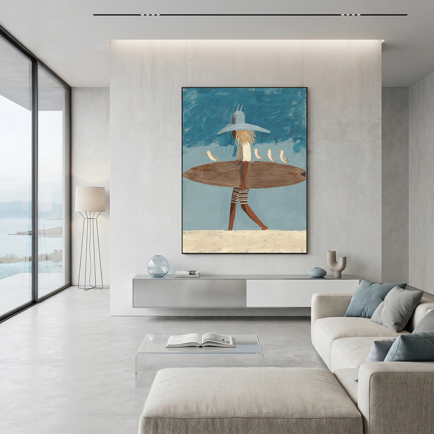 Surfing Sport Textured Canvas Painting #PB091