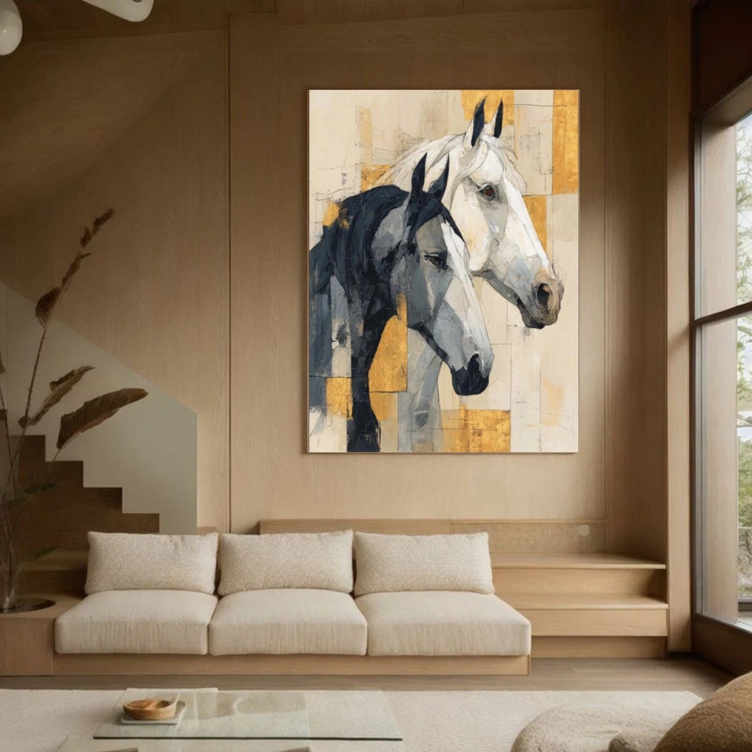 Abstract Animal Horse Textured Canvas Art #DW076