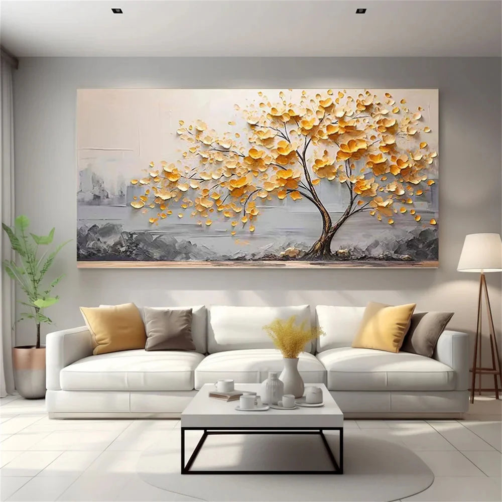 Abstract Flower And Tree Textured Canvas Art #MF007