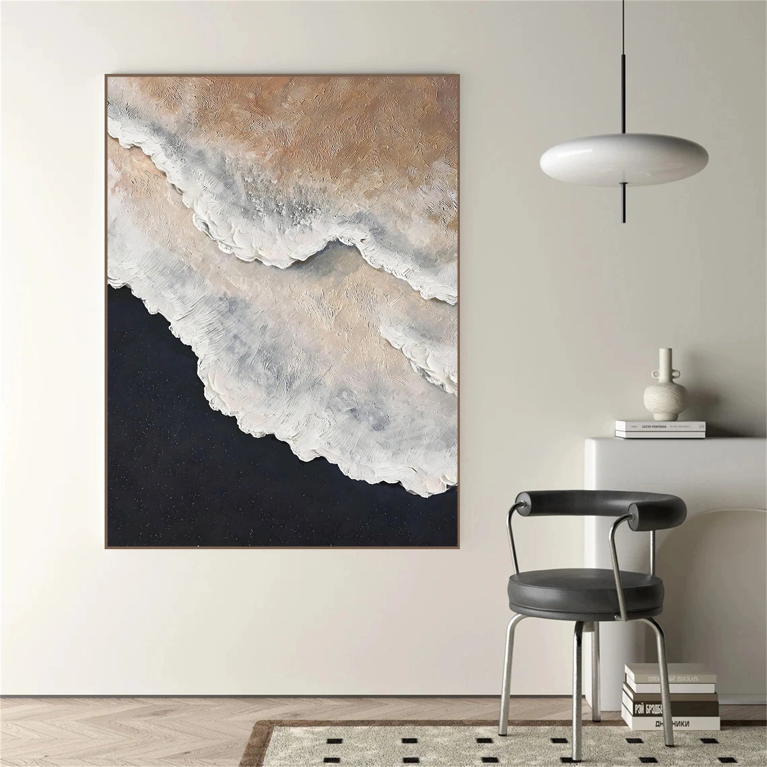 Minimalist Ocean And Sky Textured Canvas Art #OC165