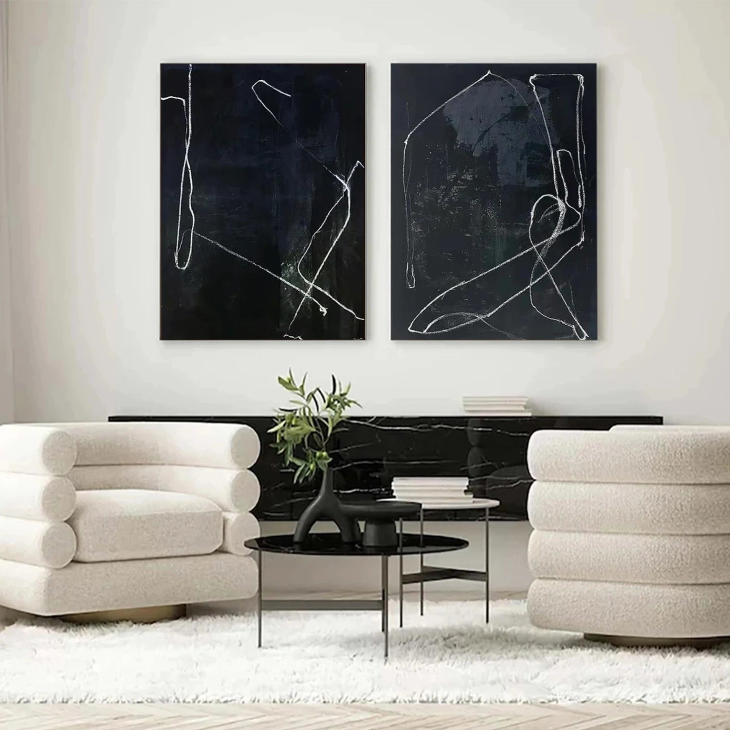 Black and White Wabi Sabi Wall Art Set of 2 #VS134