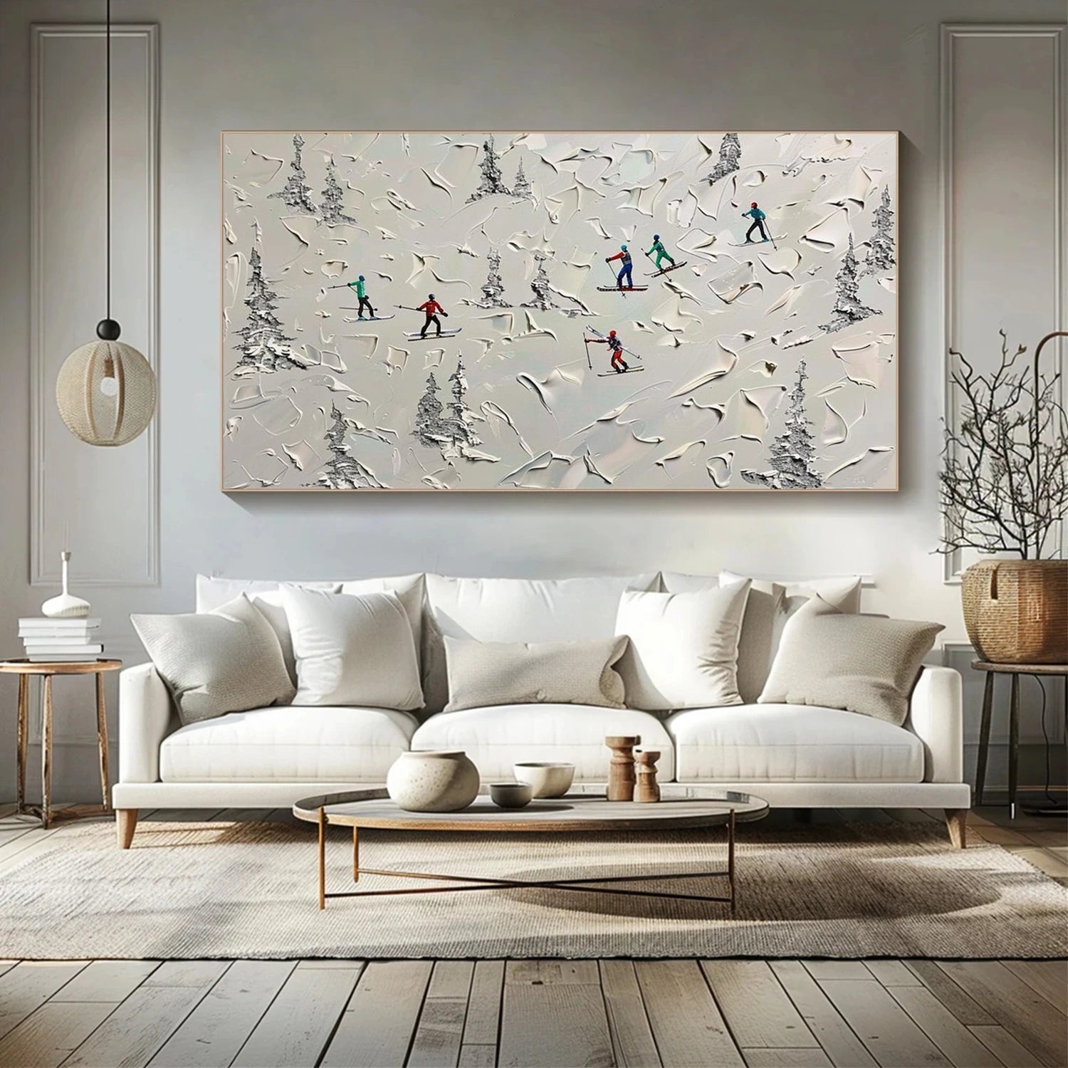 Skiing Sport Textured Canvas Painting #PB073