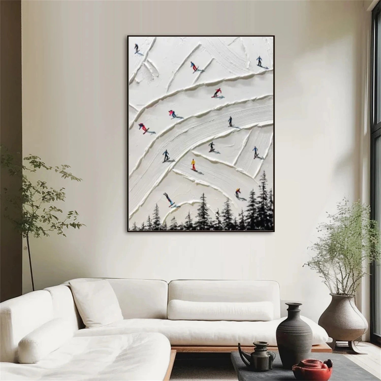 Skiing Sport Textured Canvas Painting #PB058