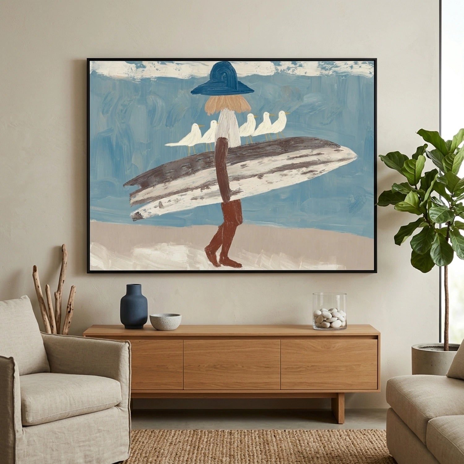 Surfing Sport Textured Canvas Painting #PB089