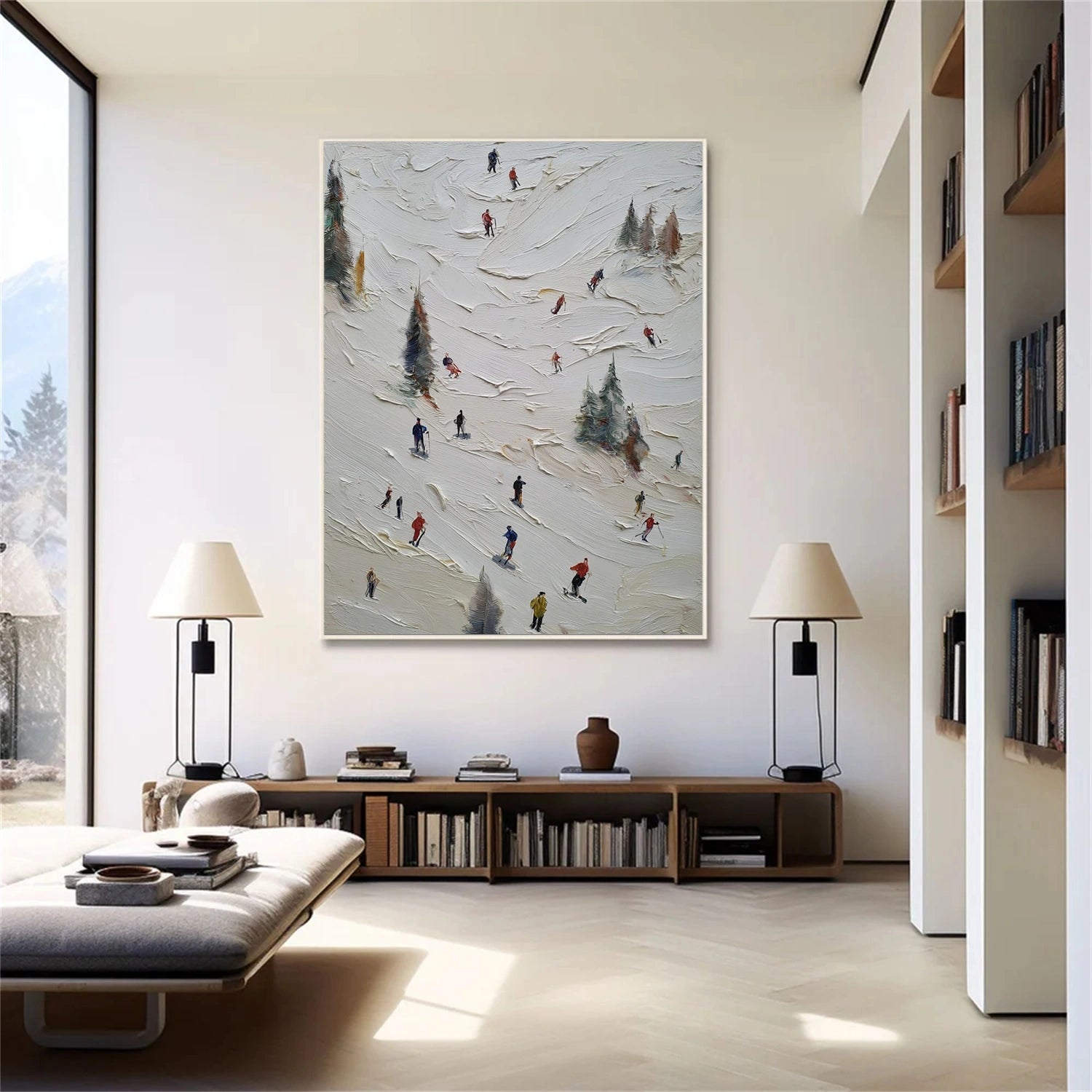 Skiing Sport Textured Canvas Painting #PB064