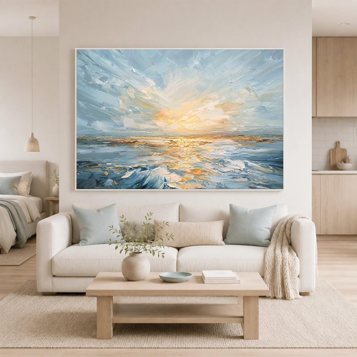 Abstract Ocean And Sky Texture Canvas Art #OC235