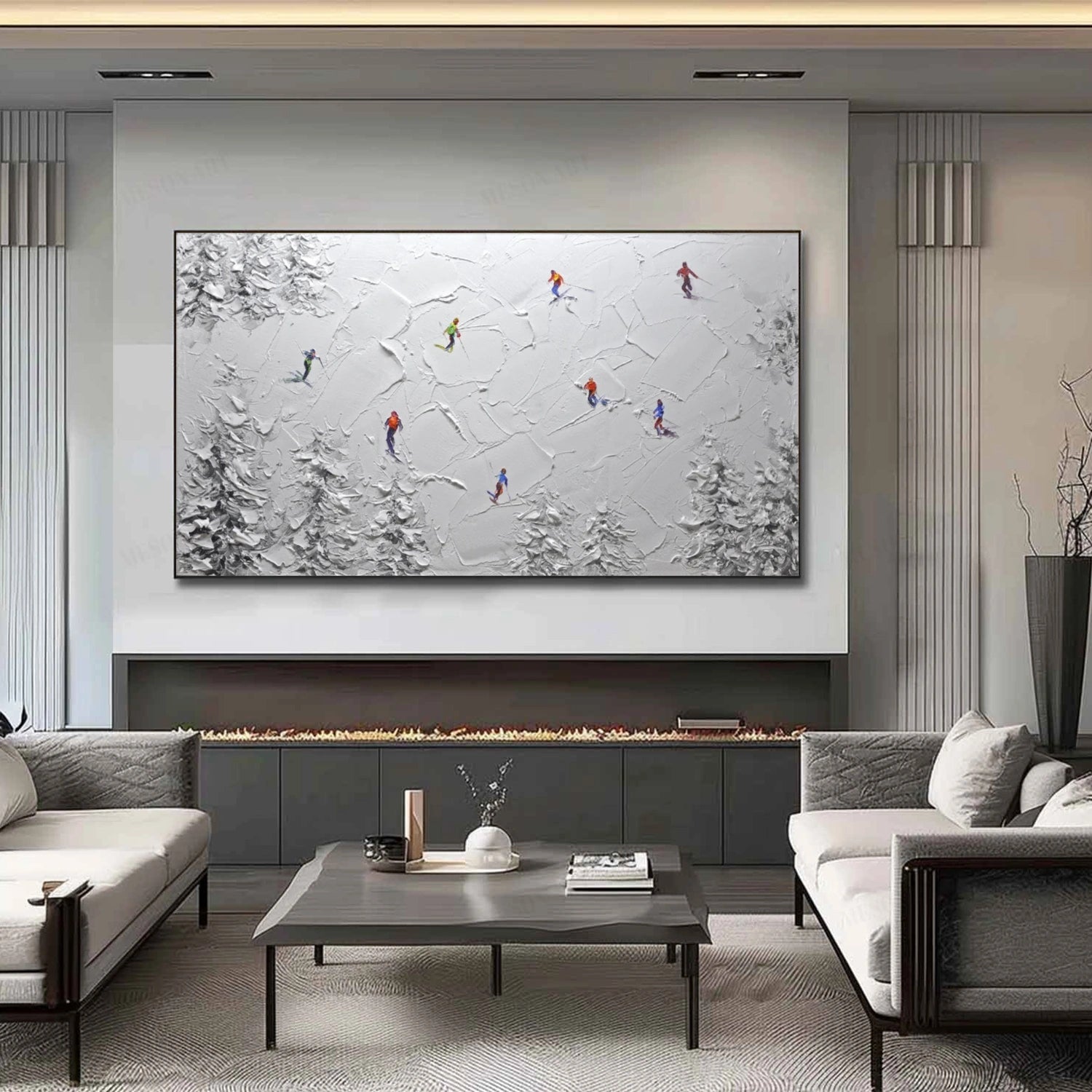 Skiing Sport Textured Canvas Painting #PB049