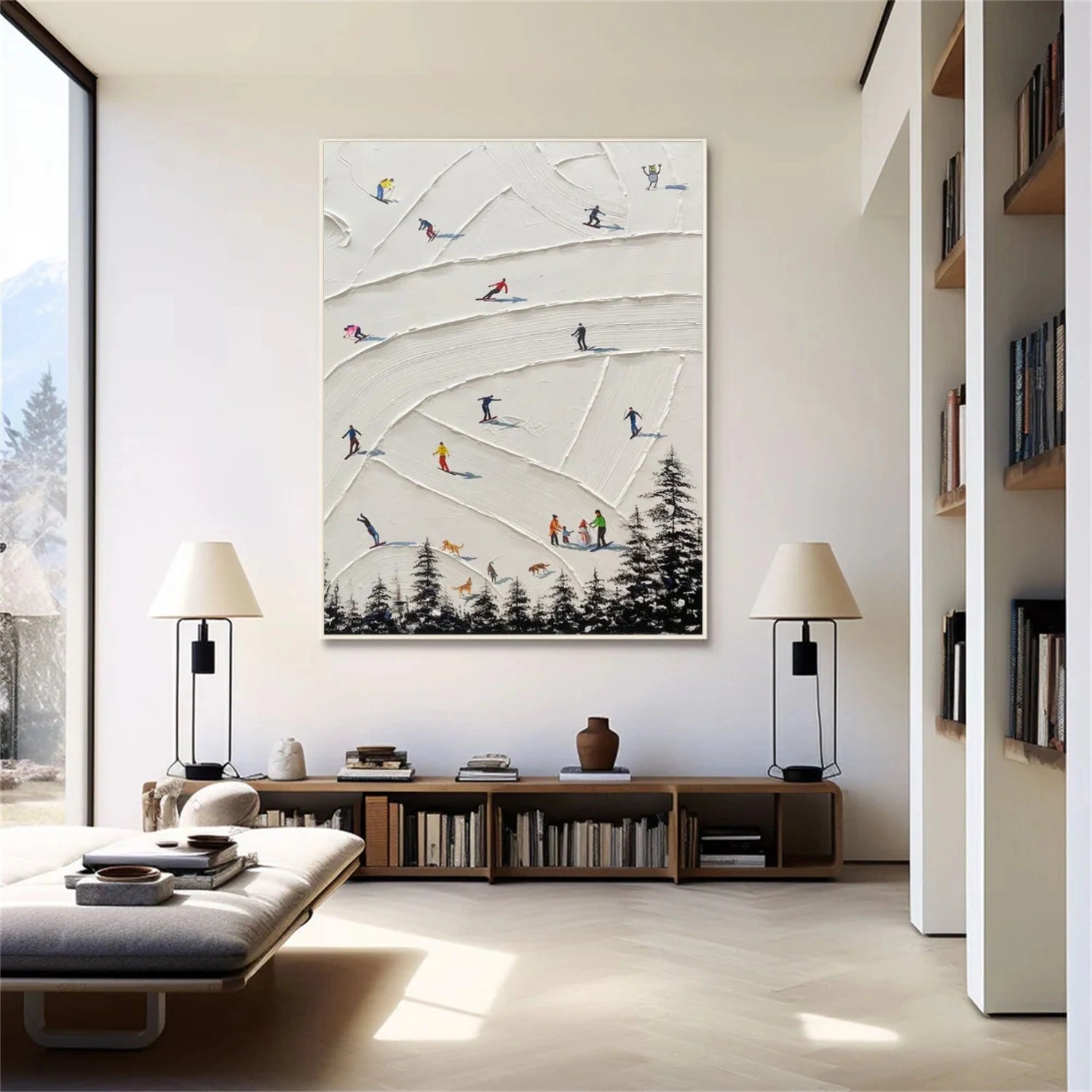 Skiing Sport Textured Canvas Painting #PB046