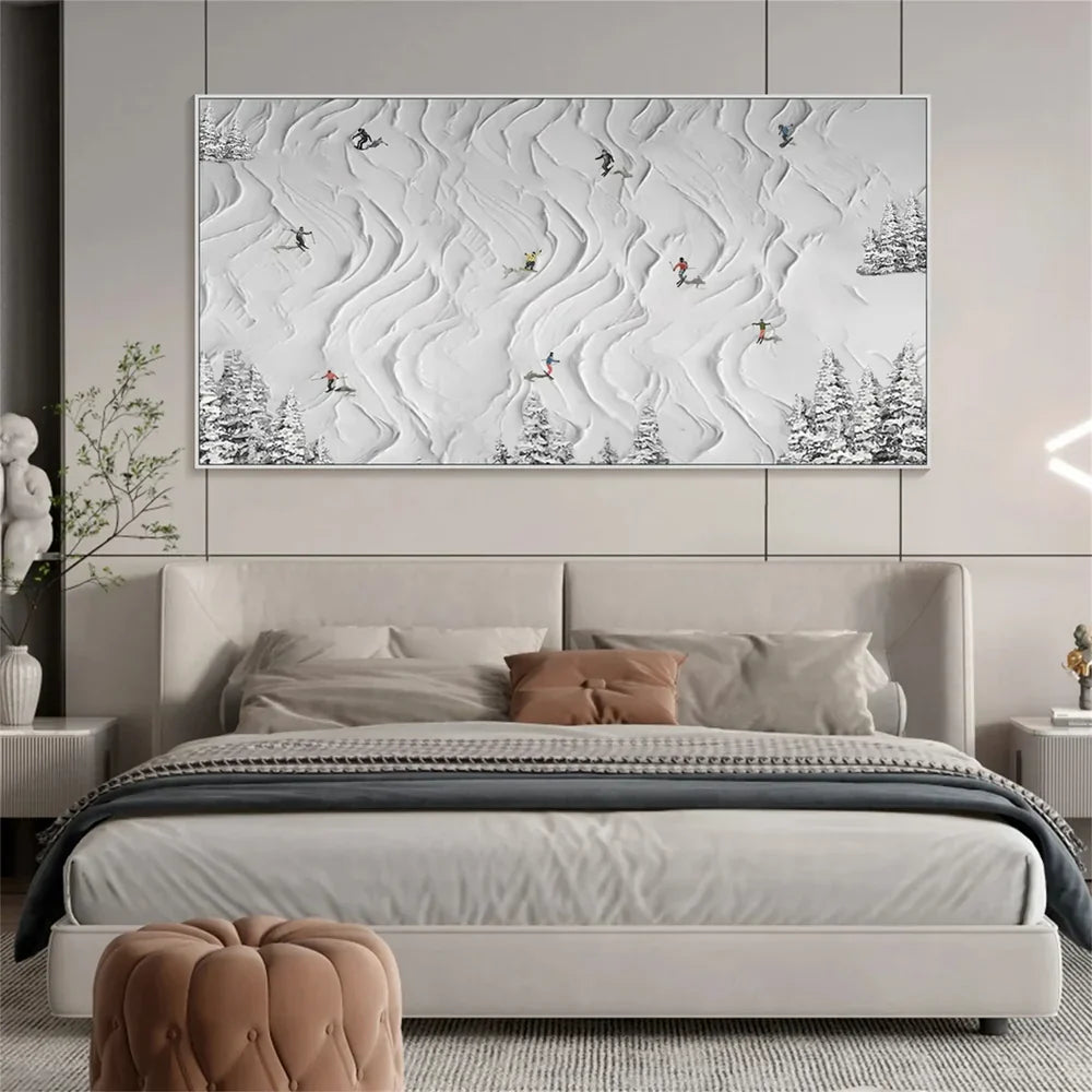 Skiing Sport Textured Canvas Painting #PB001