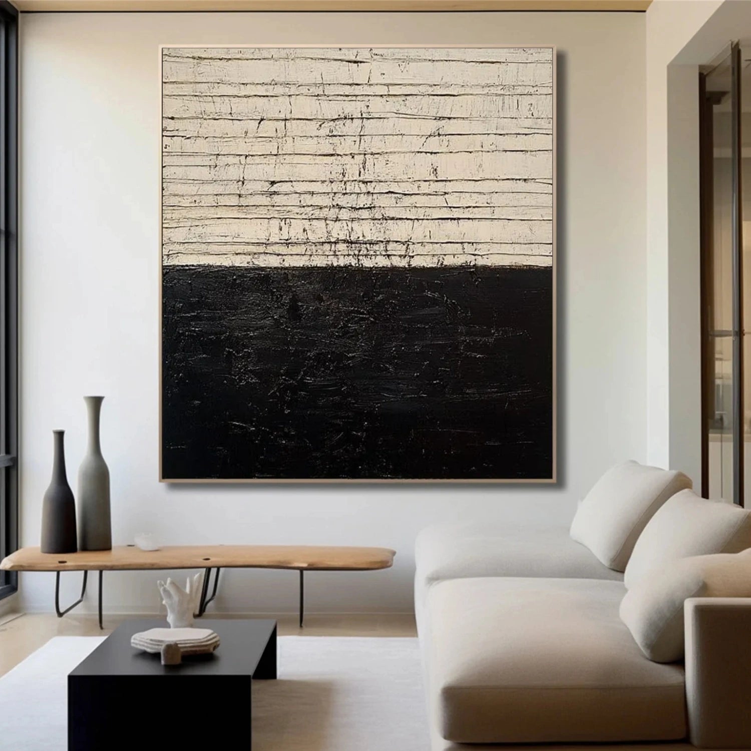 Black and White Wabi Sabi Textured Wall Art #VS093