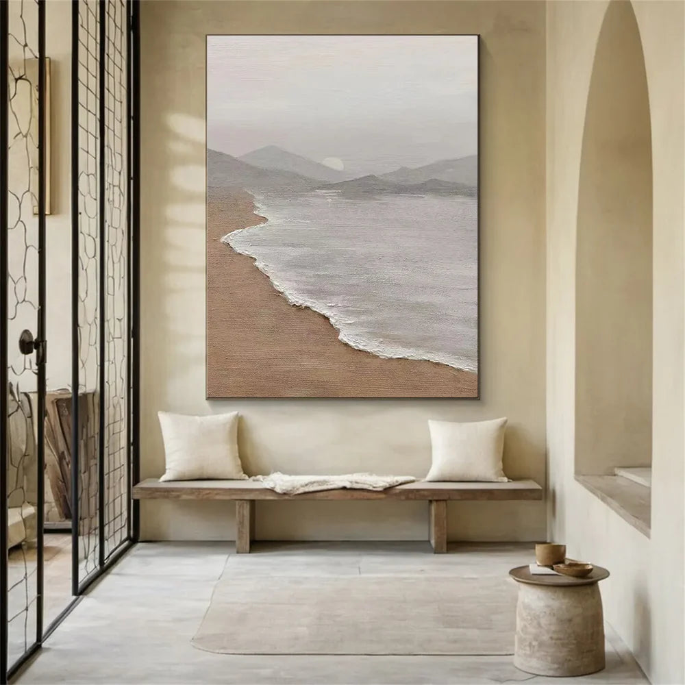 Abstract Ocean And Sky Textured Canvas Art #OC039