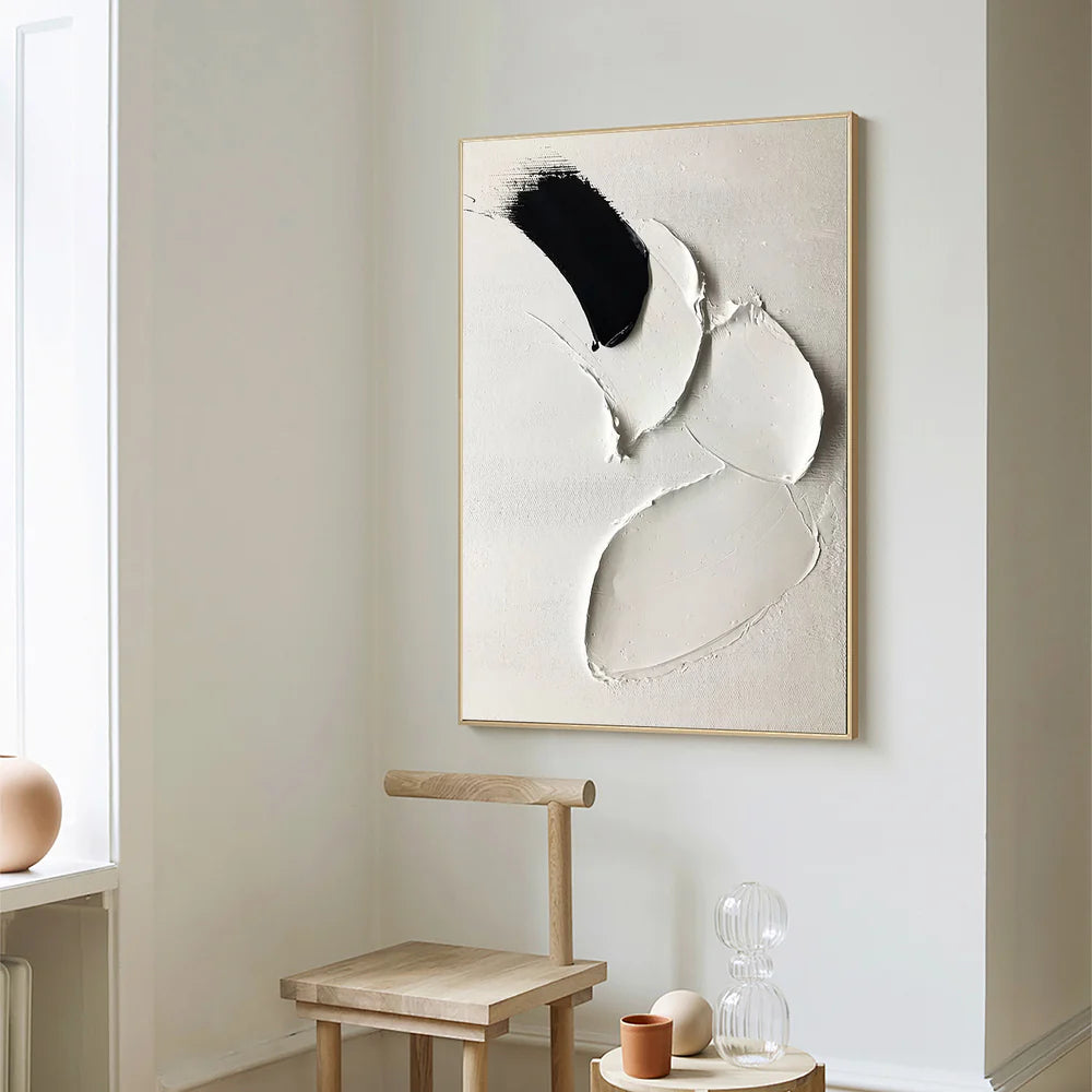 Black and White Minimalist Textured Canvas Art #WZ007