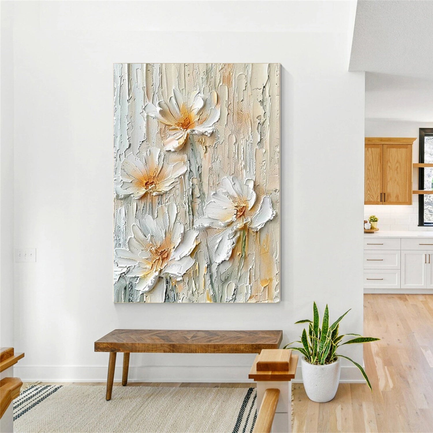 Abstract Flower And Tree Textured Canvas Art  #MF160