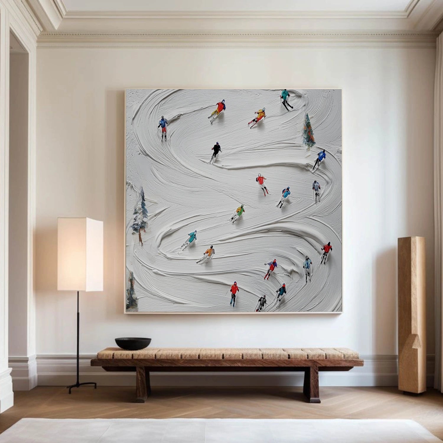 Skiing Sport Textured Canvas Painting #PB066