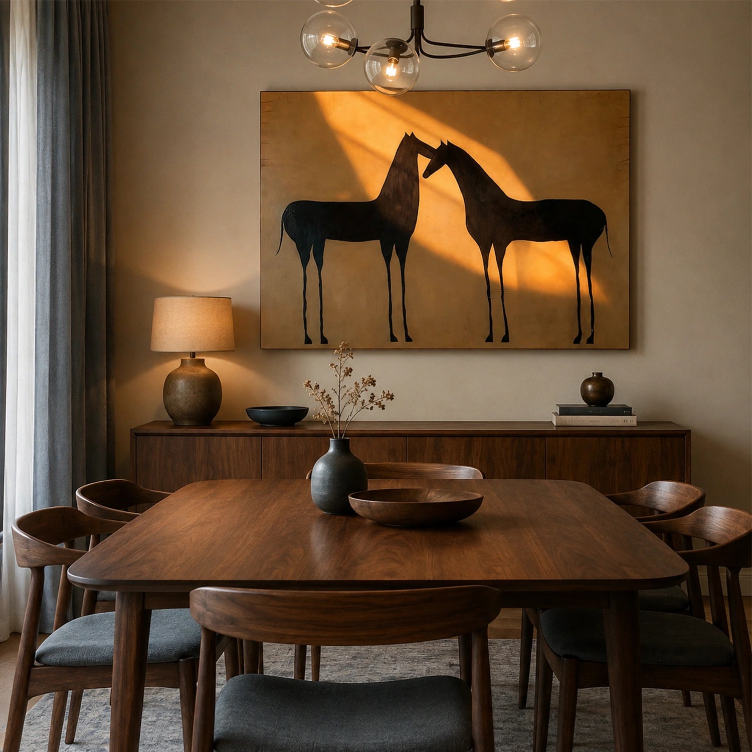 Abstract Animal Horse Canvas Art #DW157