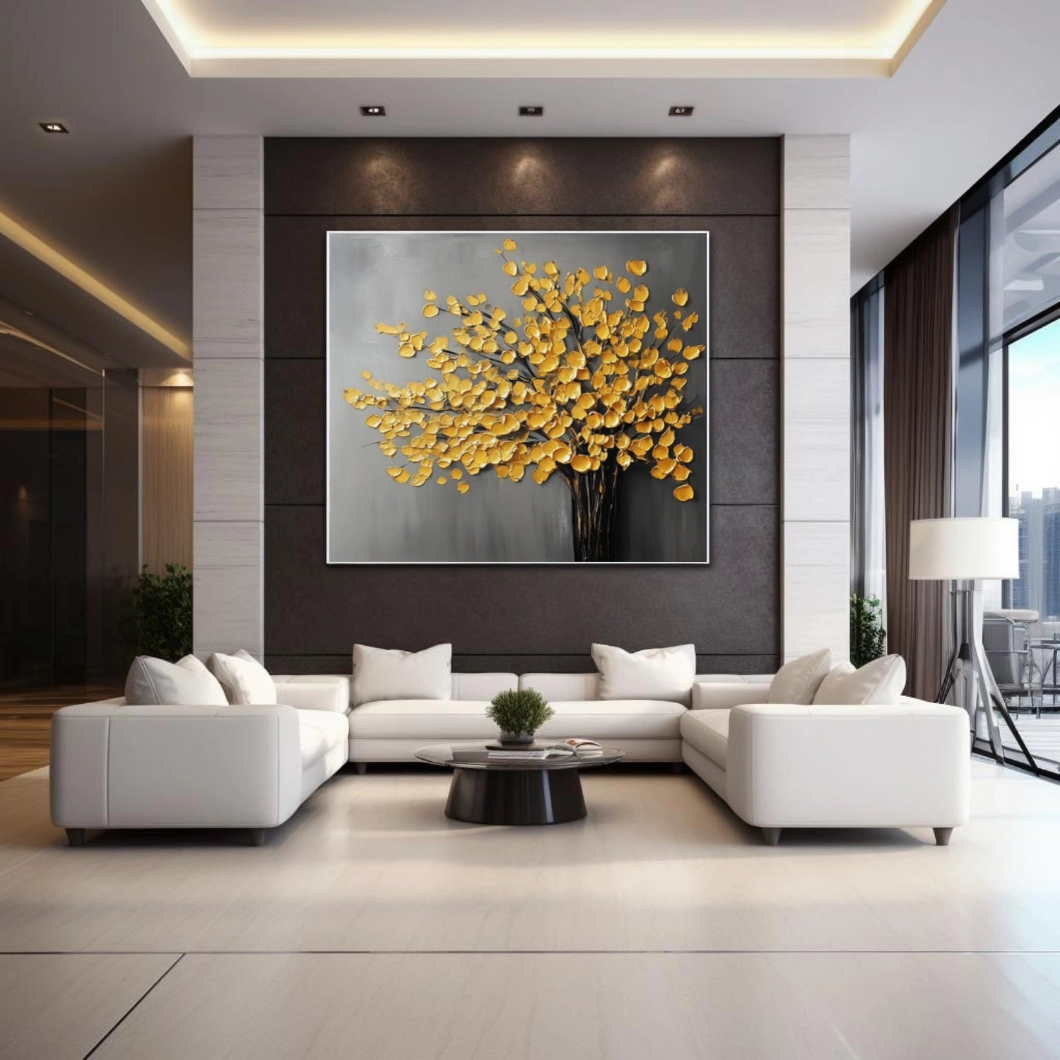 Abstract Flower And Tree Textured Canvas Art  #MF152