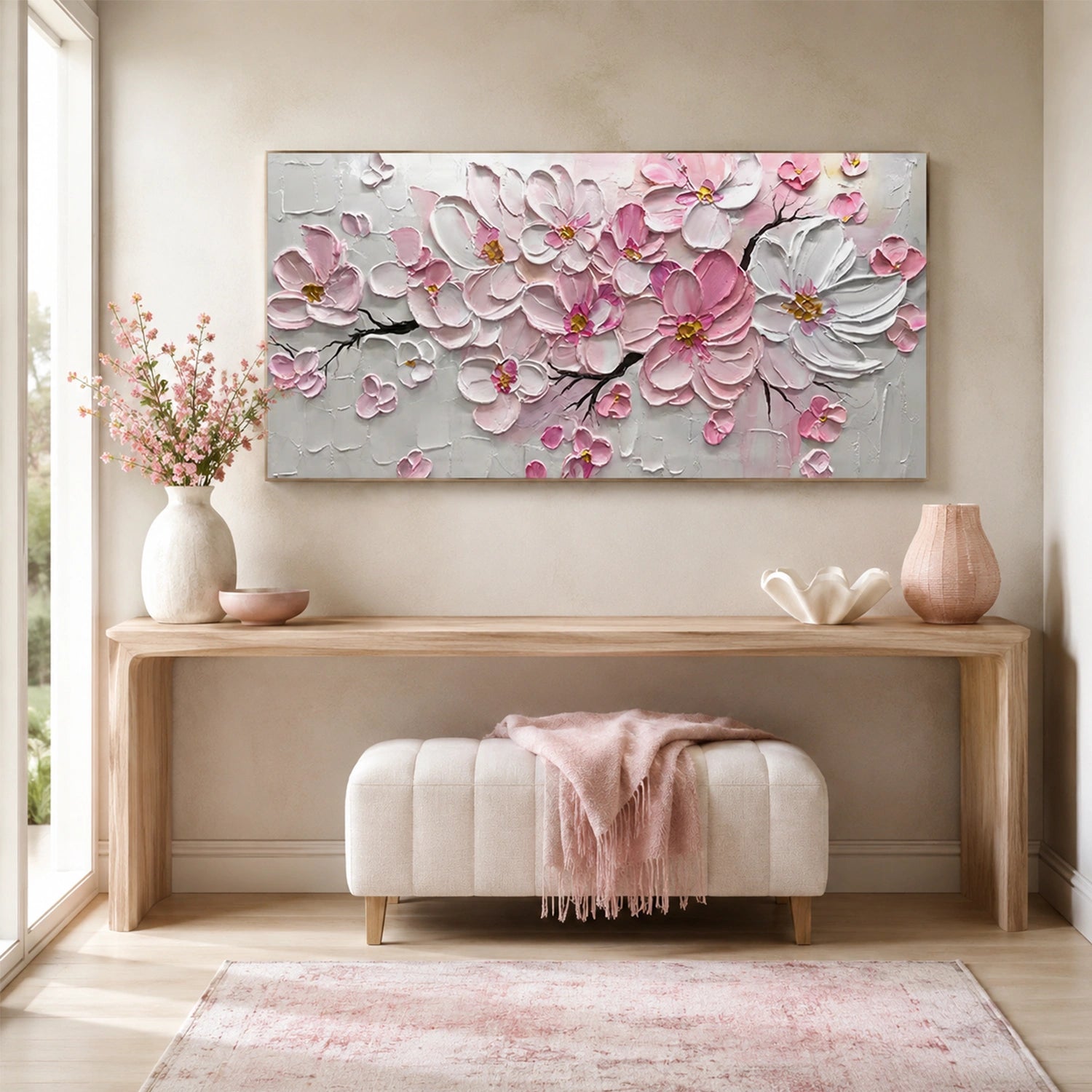 Abstract Flower And Tree Textured Canvas Art #MF213