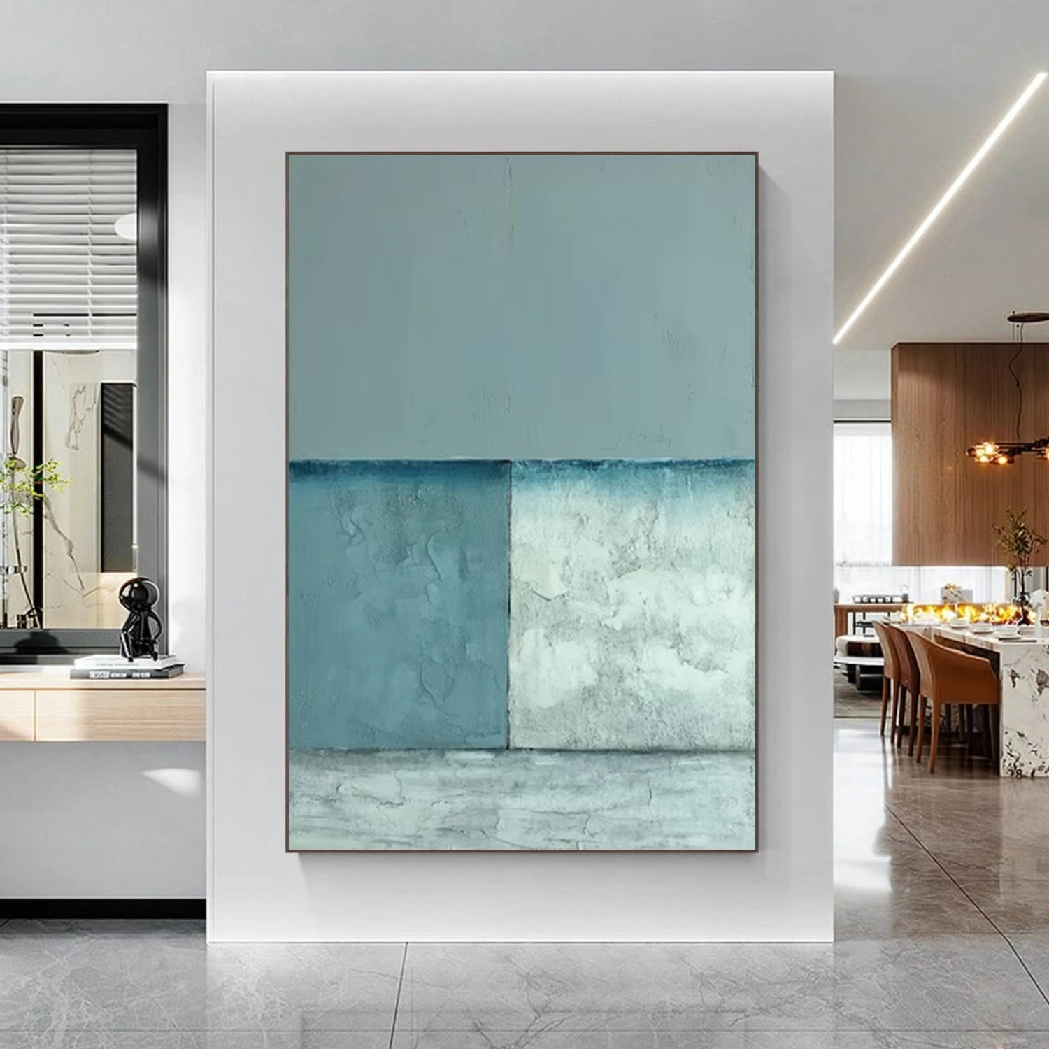 Blue and Green Minimalist Canvas Art #WM133