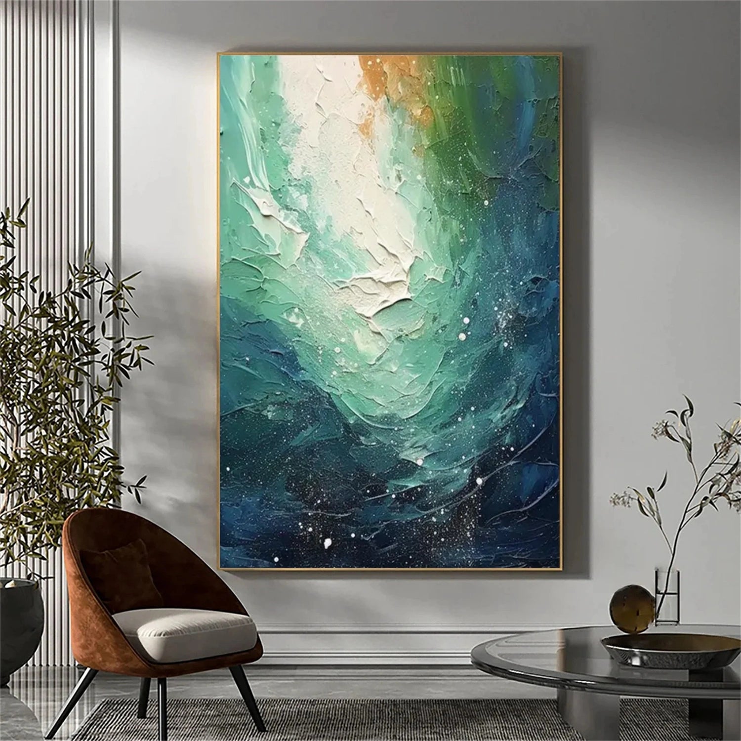 Abstract Ocean And Sky Textured Canvas Art #OC108