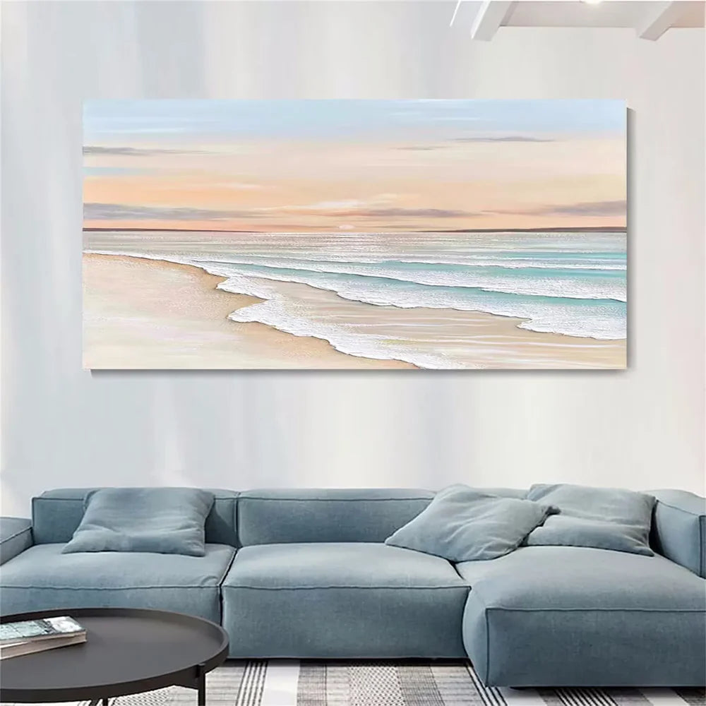 Abstract Ocean And Sky Textured Canvas Art #OC038