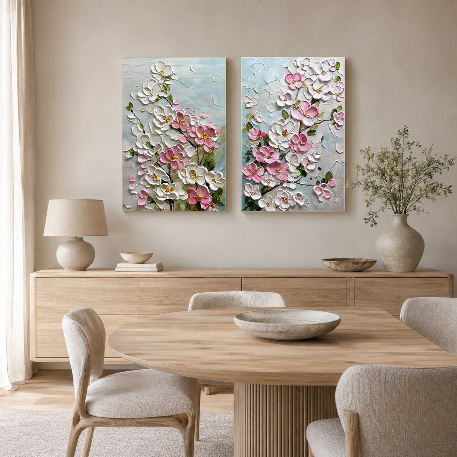 Abstract Flower And Tree Textured Canvas Art Set of 2 #MF215