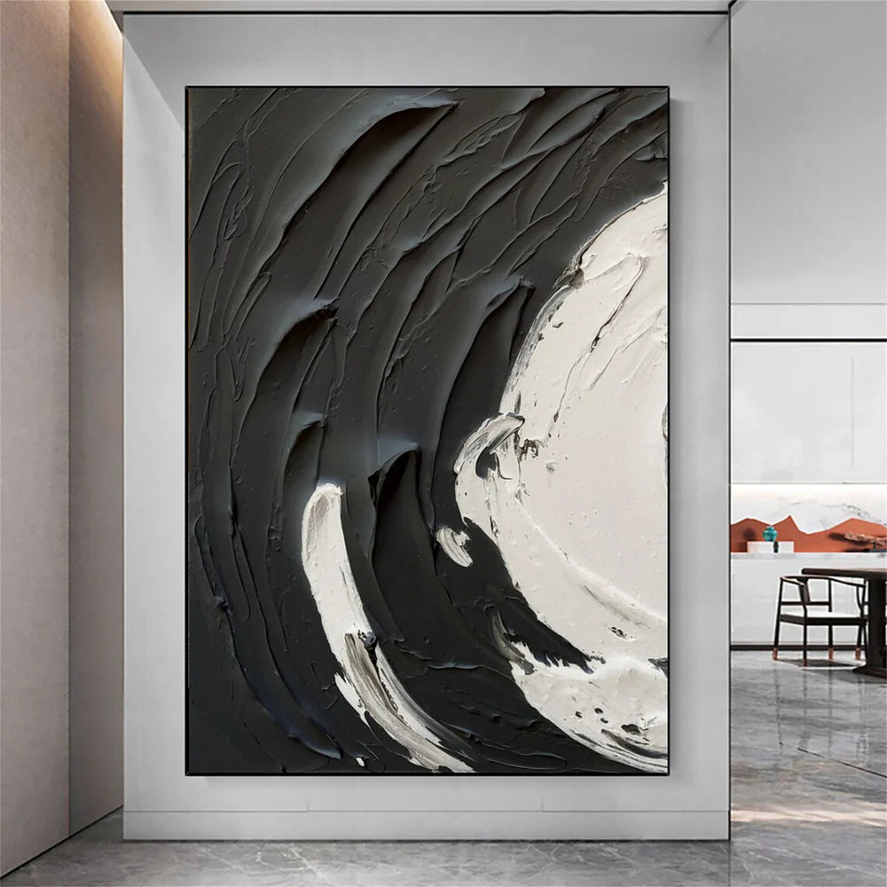Black and White Textured Minimalist Canvas Art #WZ054