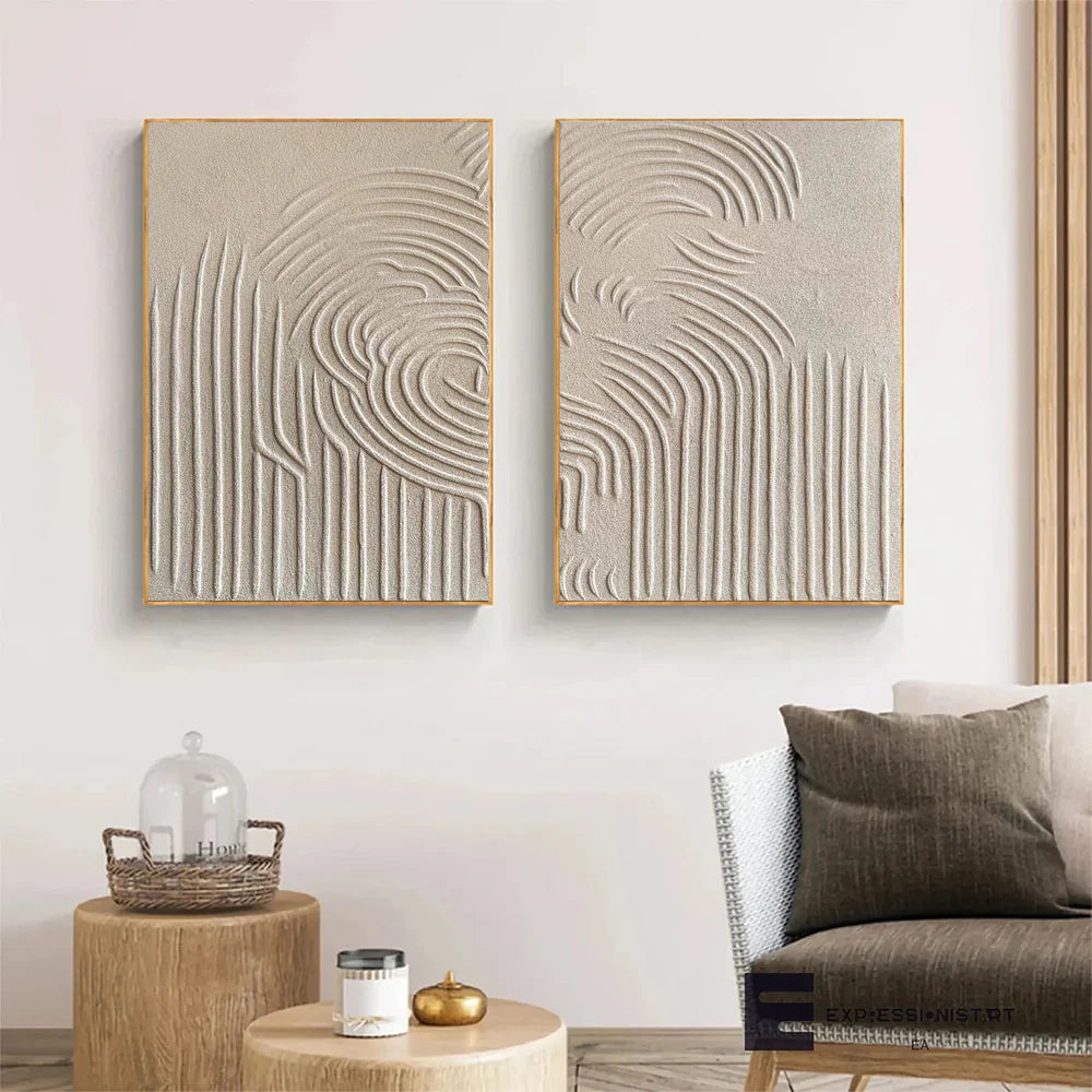 Beige Minimalist Textured Wall Art Set of 2 #WM037
