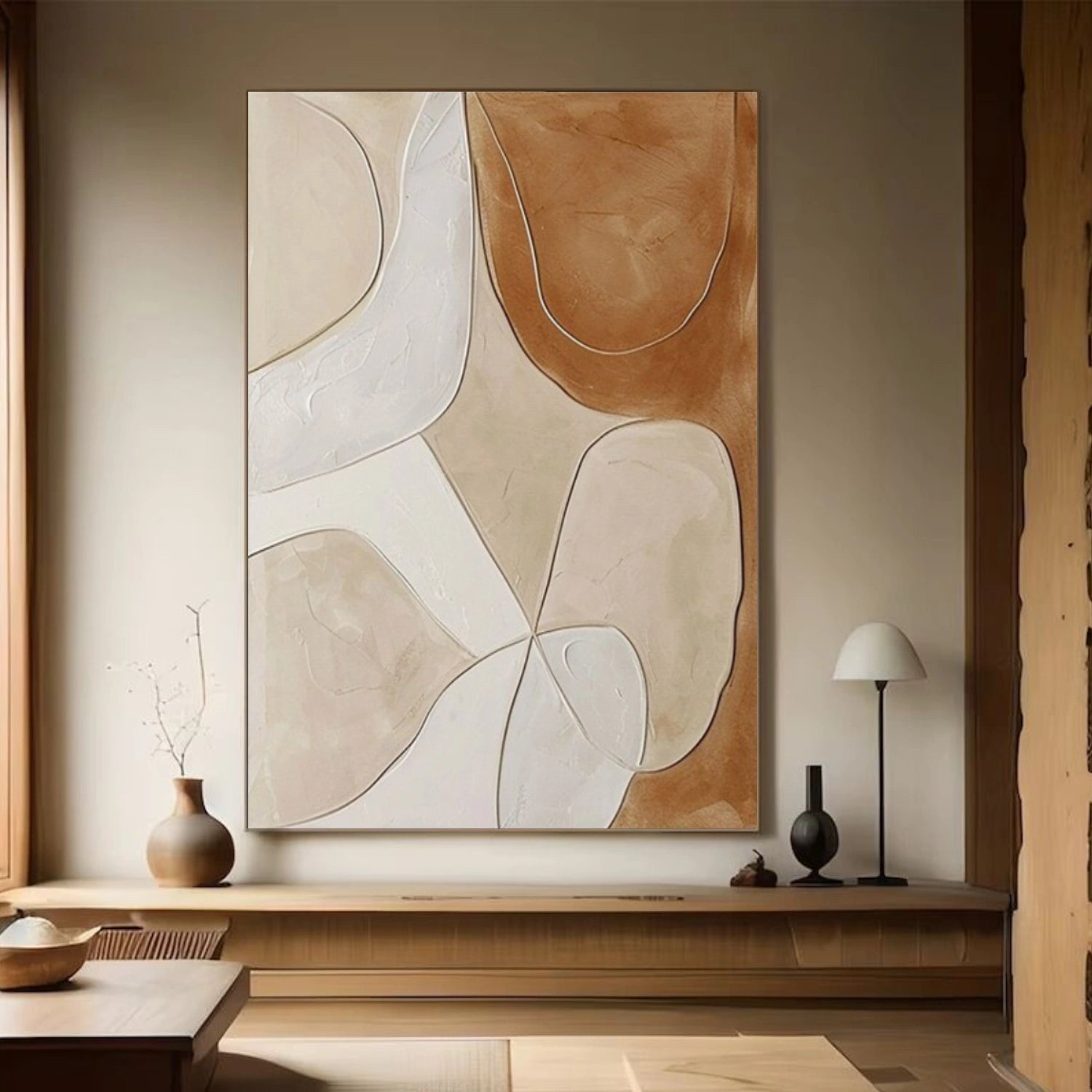 Beige and Brown Abstract Textured Wall Art #VA160