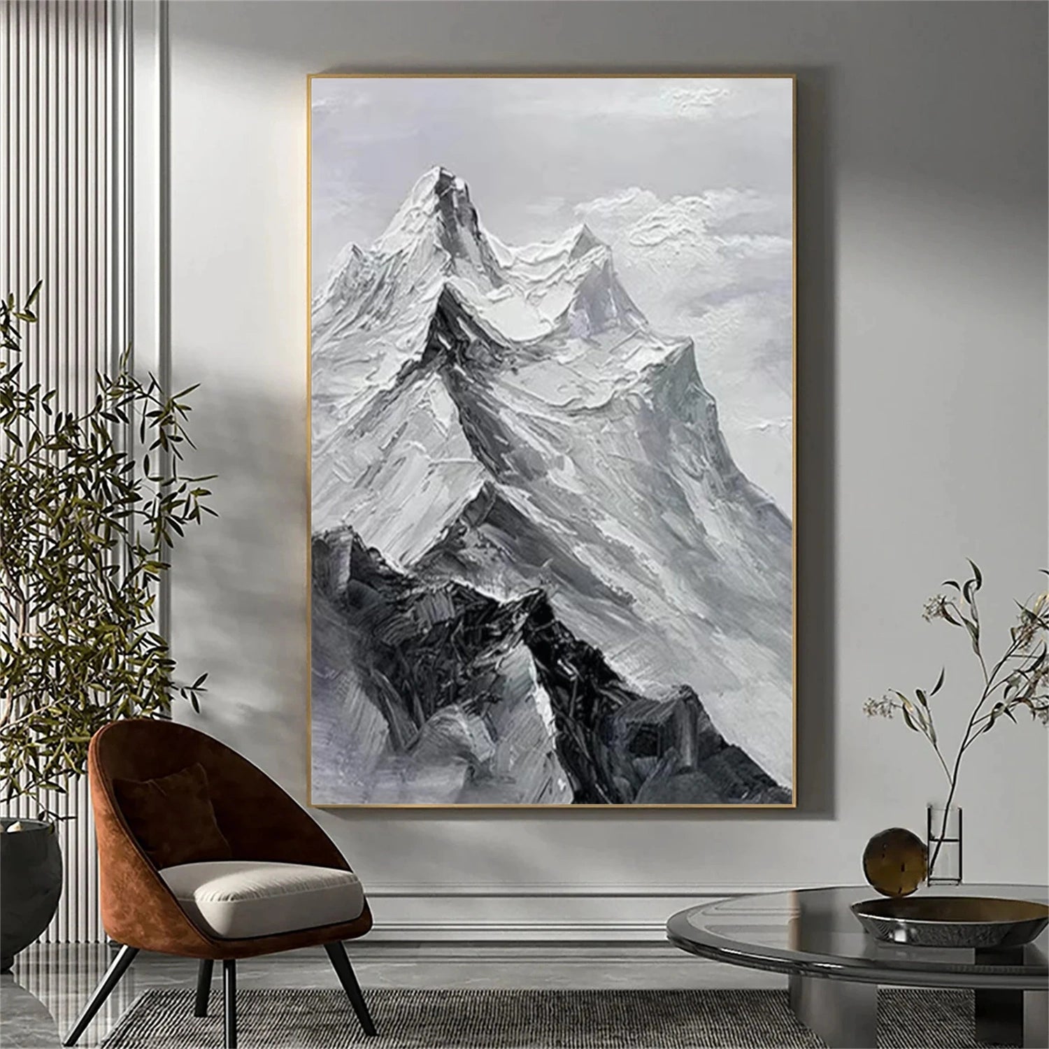 Minimalist Mountain Textured Canvas Art #BT048