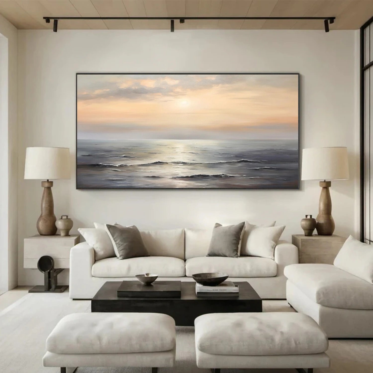 Abstract Ocean And Sky Canvas Art #OC077