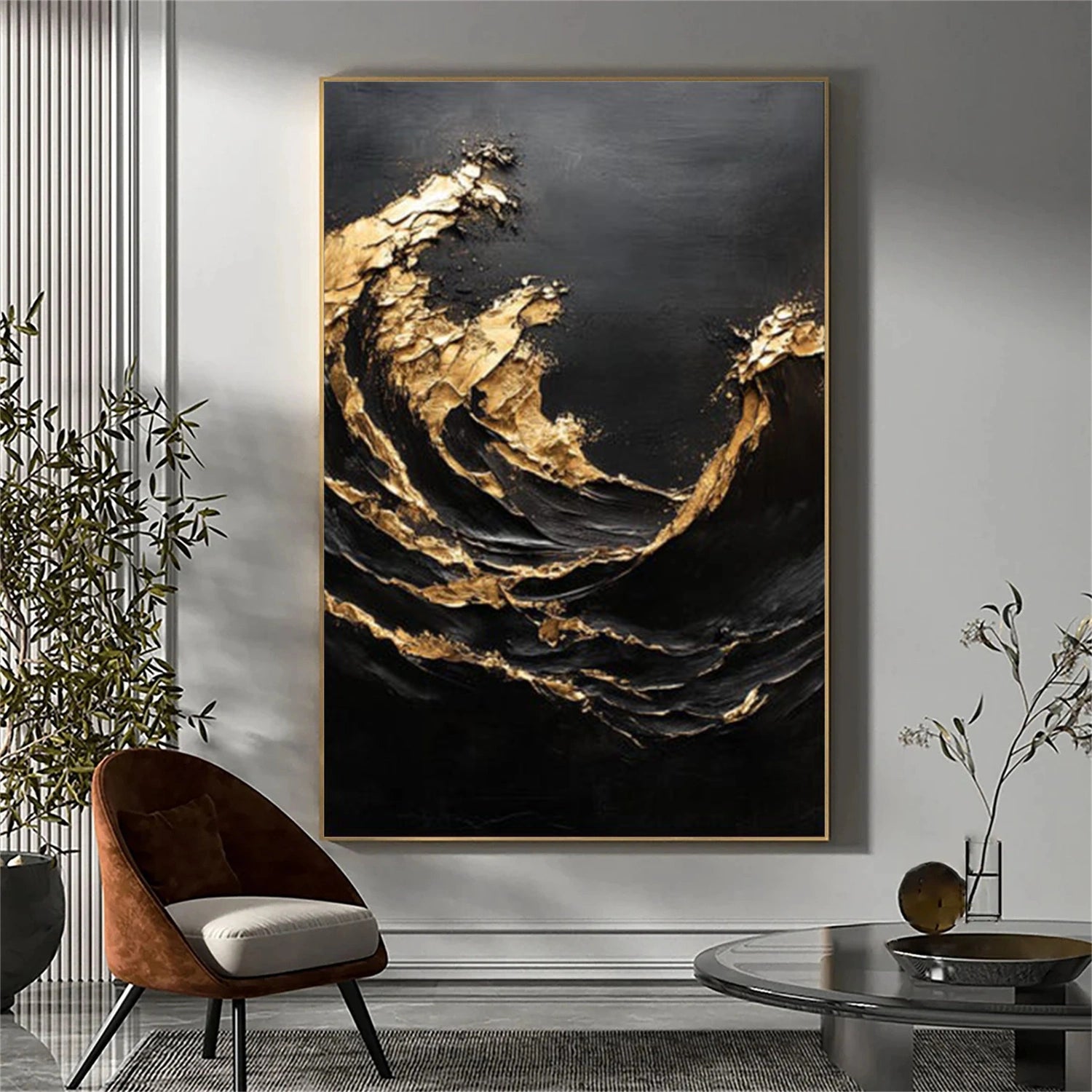 Minimalist Ocean And Sky Textured Canvas Art #OC149