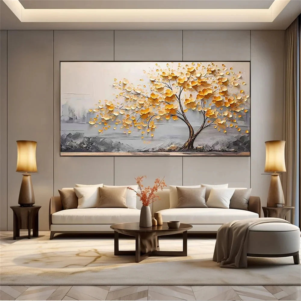 Abstract Flower And Tree Textured Canvas Art #MF007