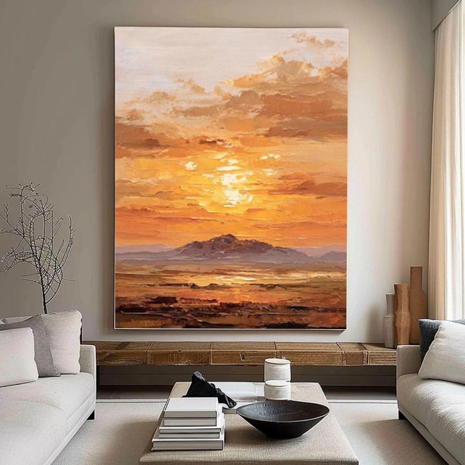 Abstract Ocean And Sky Textured Canvas Art #OC130