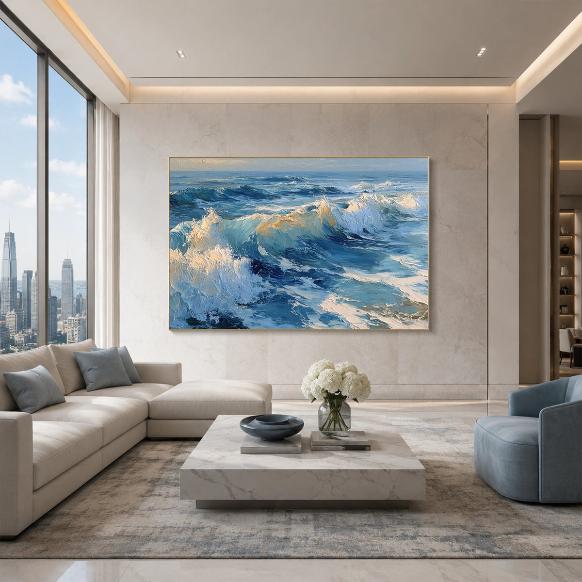 Abstract Ocean And Sky Canvas Art #OC232
