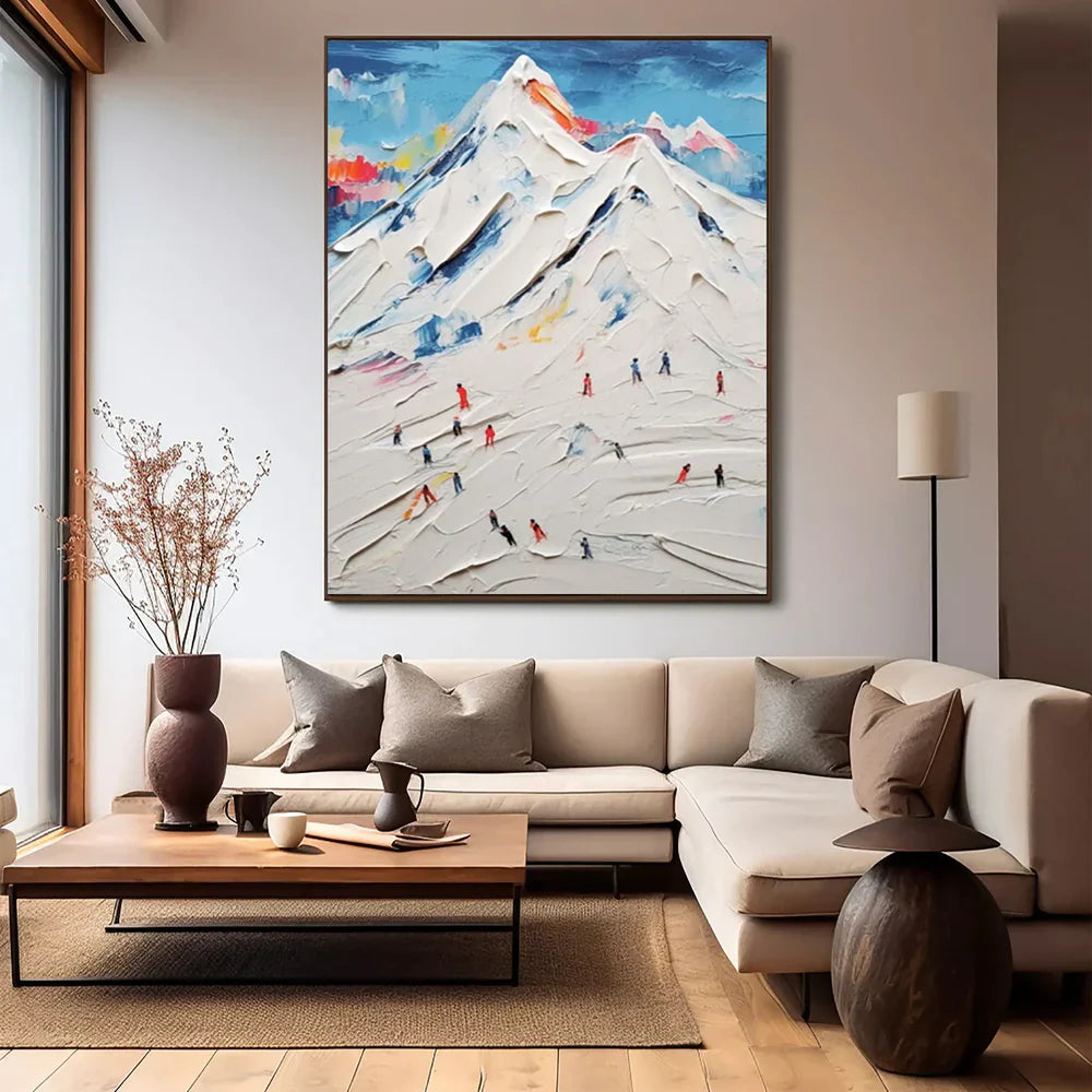 Skiing Sport Textured Canvas Painting #PB005