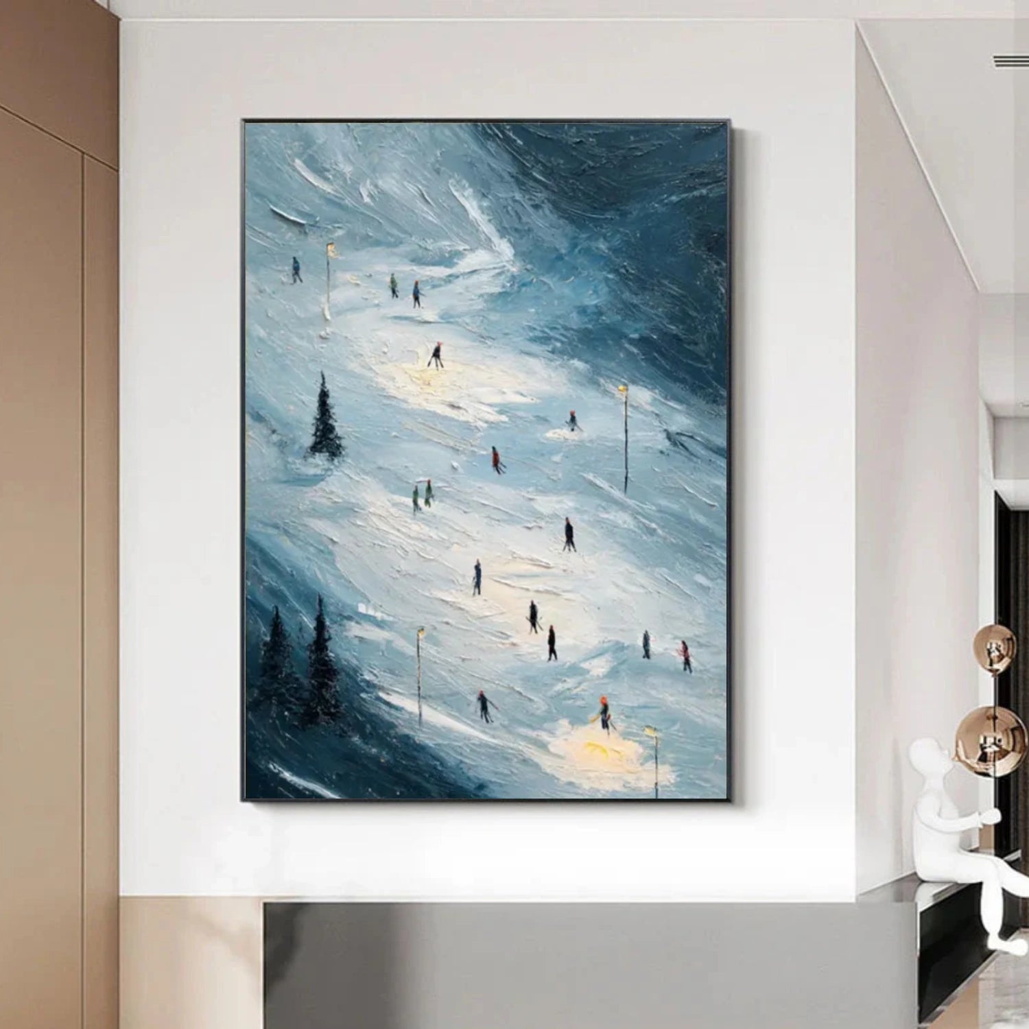 Skiing Sport Textured Canvas Painting #PB035