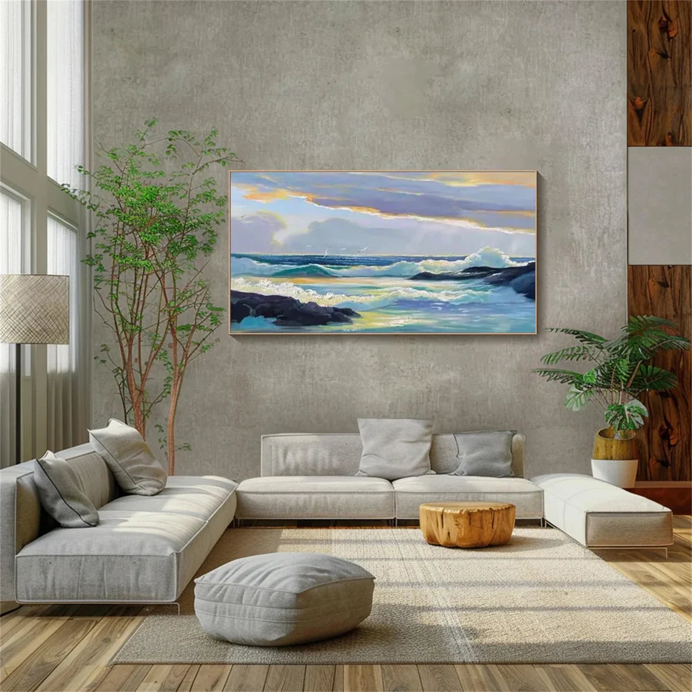 Colorful Abstract Ocean And Sky Textured Canvas Art # OC013