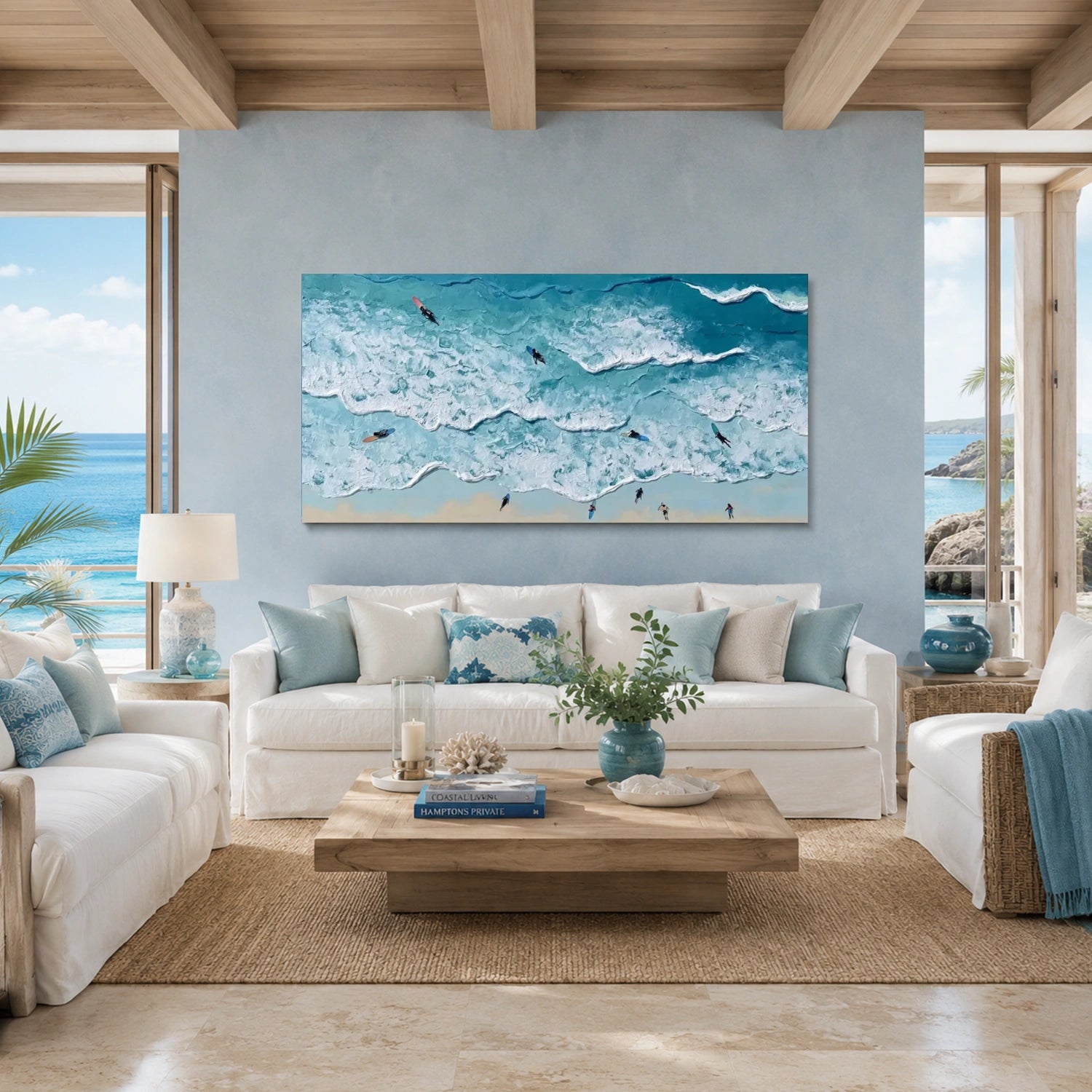 Surfing Sport Textured Canvas Painting #PB095