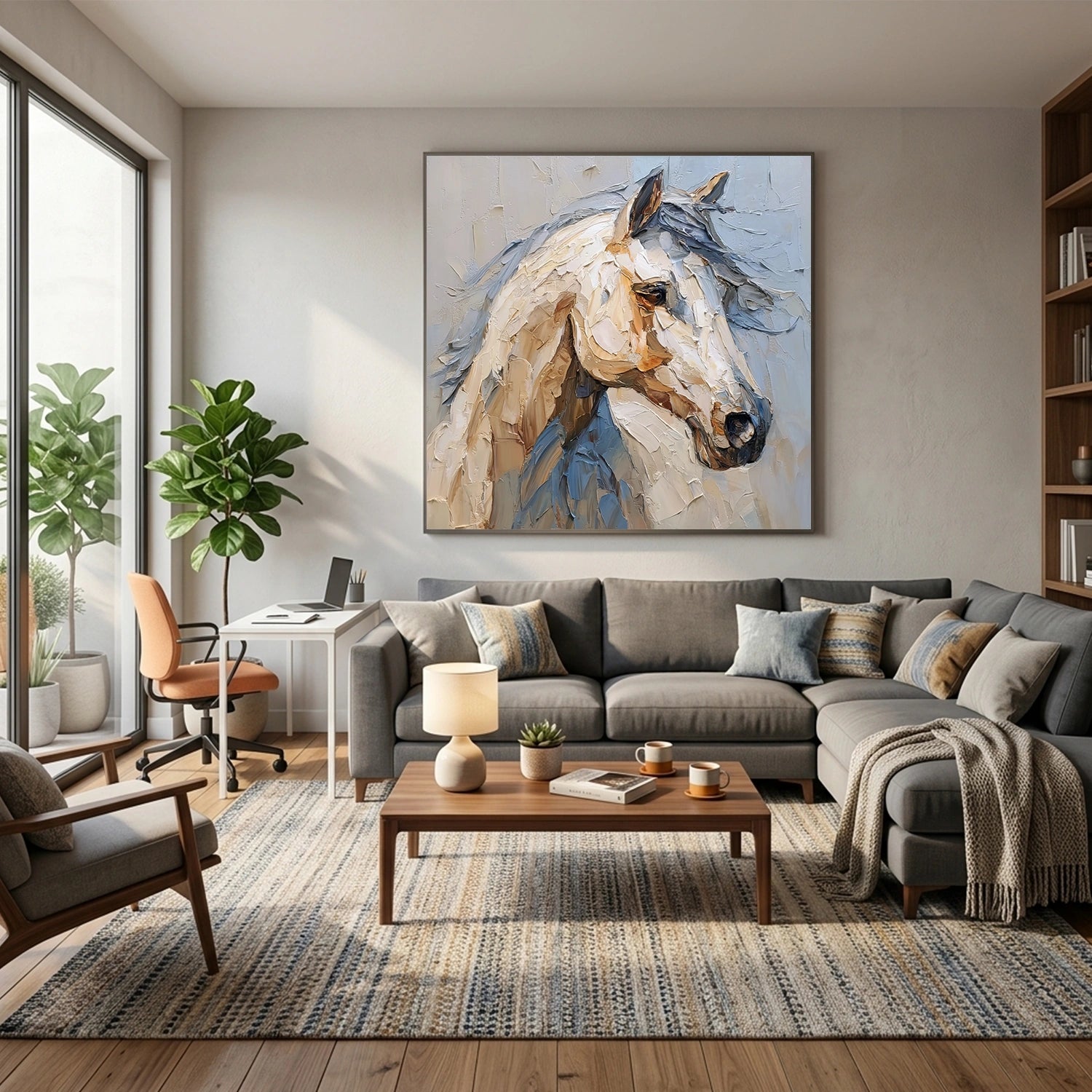 Abstract Animal Horse Textured Canvas Art #DW149
