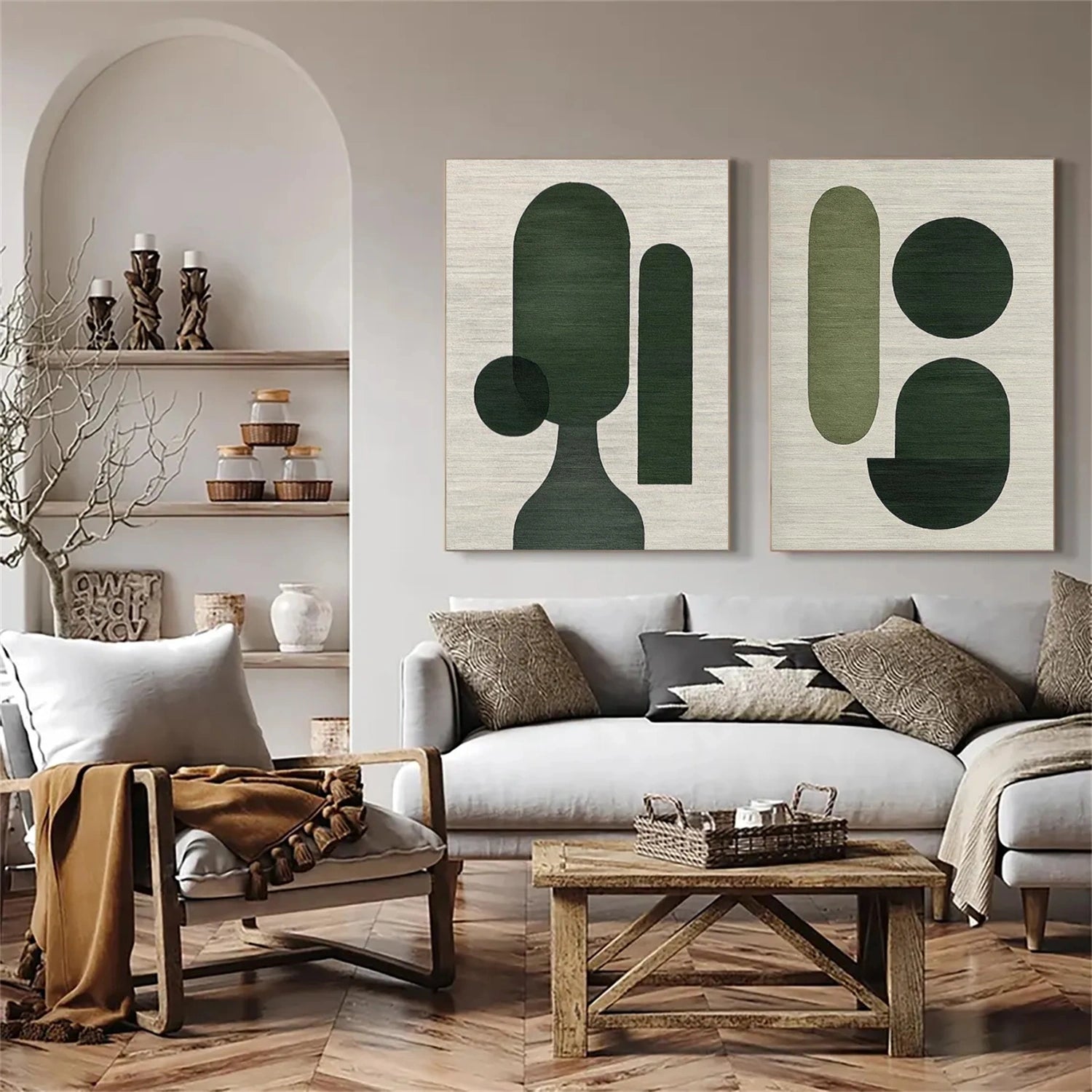 Green Wabi Sabi Wall Art Set of 2 #VS187