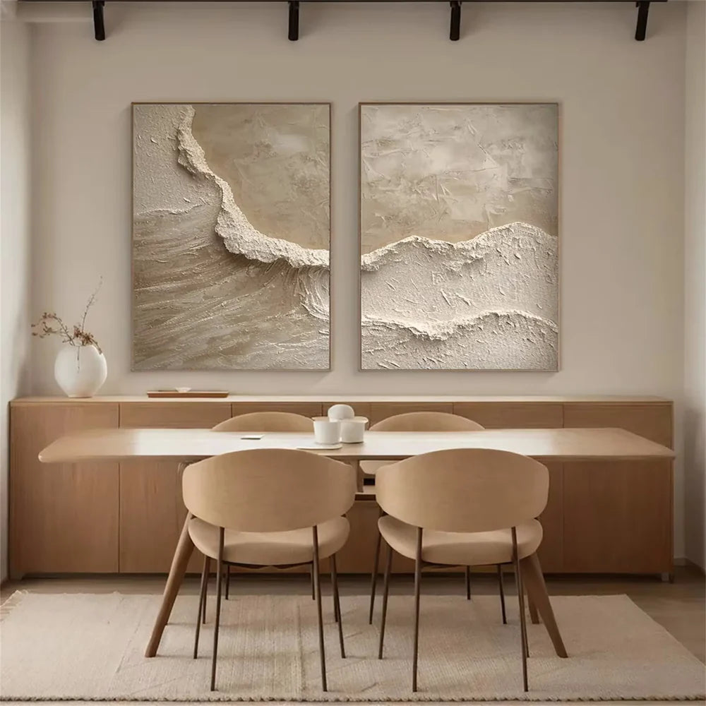 Minimalist Ocean And Sky Textured Canvas Art Set of 2 #OC001