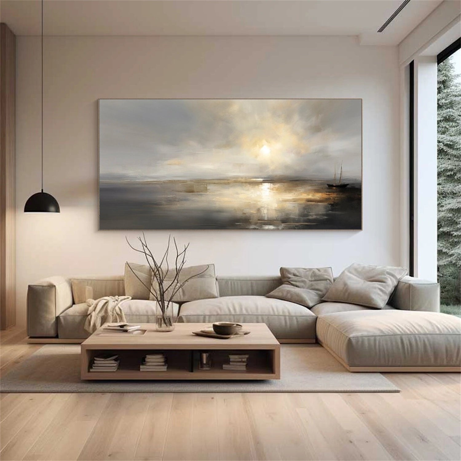Abstract Ocean And Sky Canvas Art #OC078