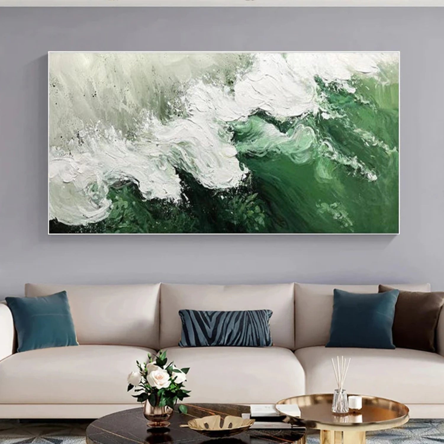 Abstract Ocean And Sky Textured Canvas Art #OC137