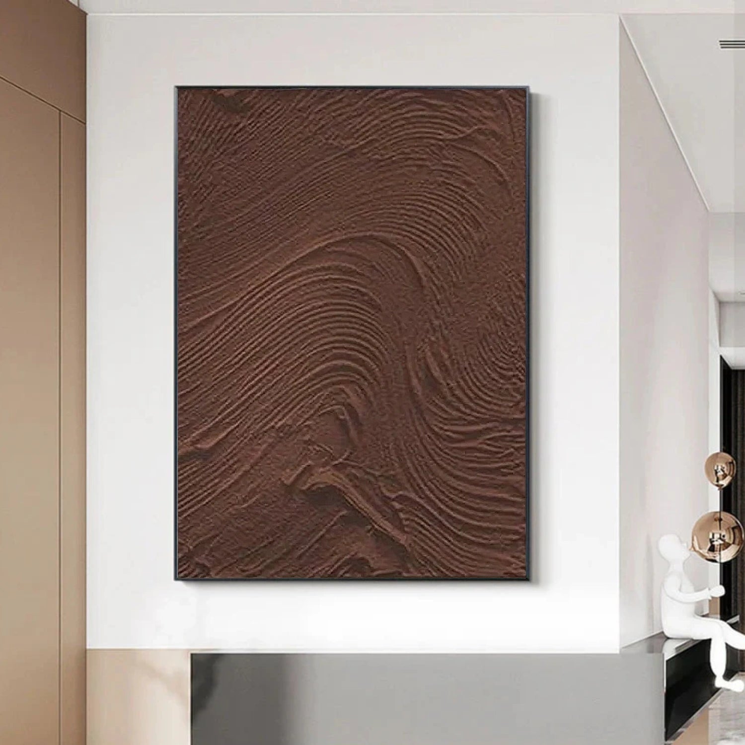 Brown Minimalist Textured Canvas Art #WM086