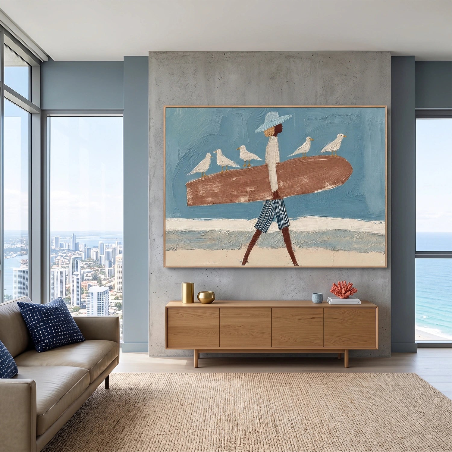 Surfing Sport Textured Canvas Painting #PB088