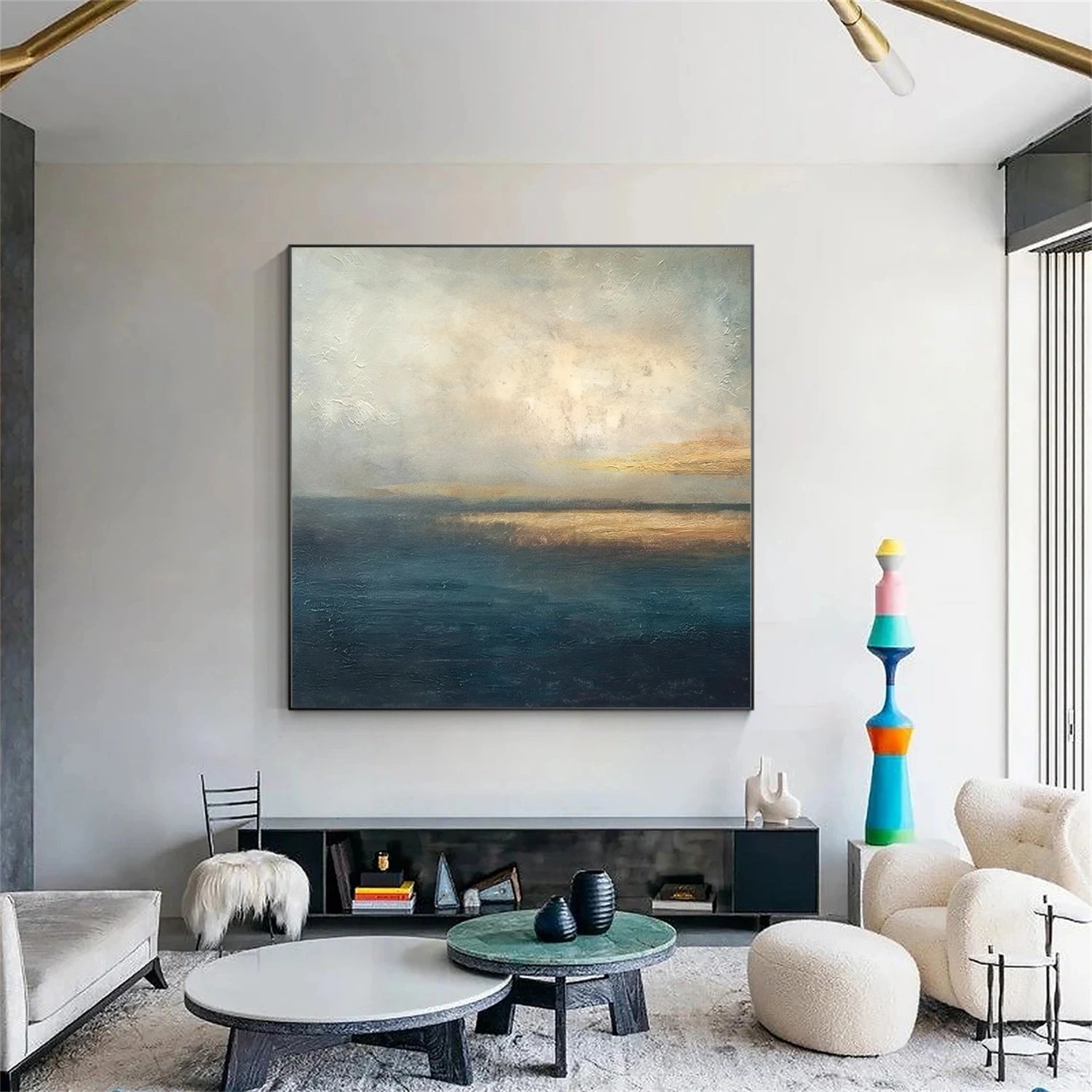 Blue and Gold Abstract Wall Art #VA211