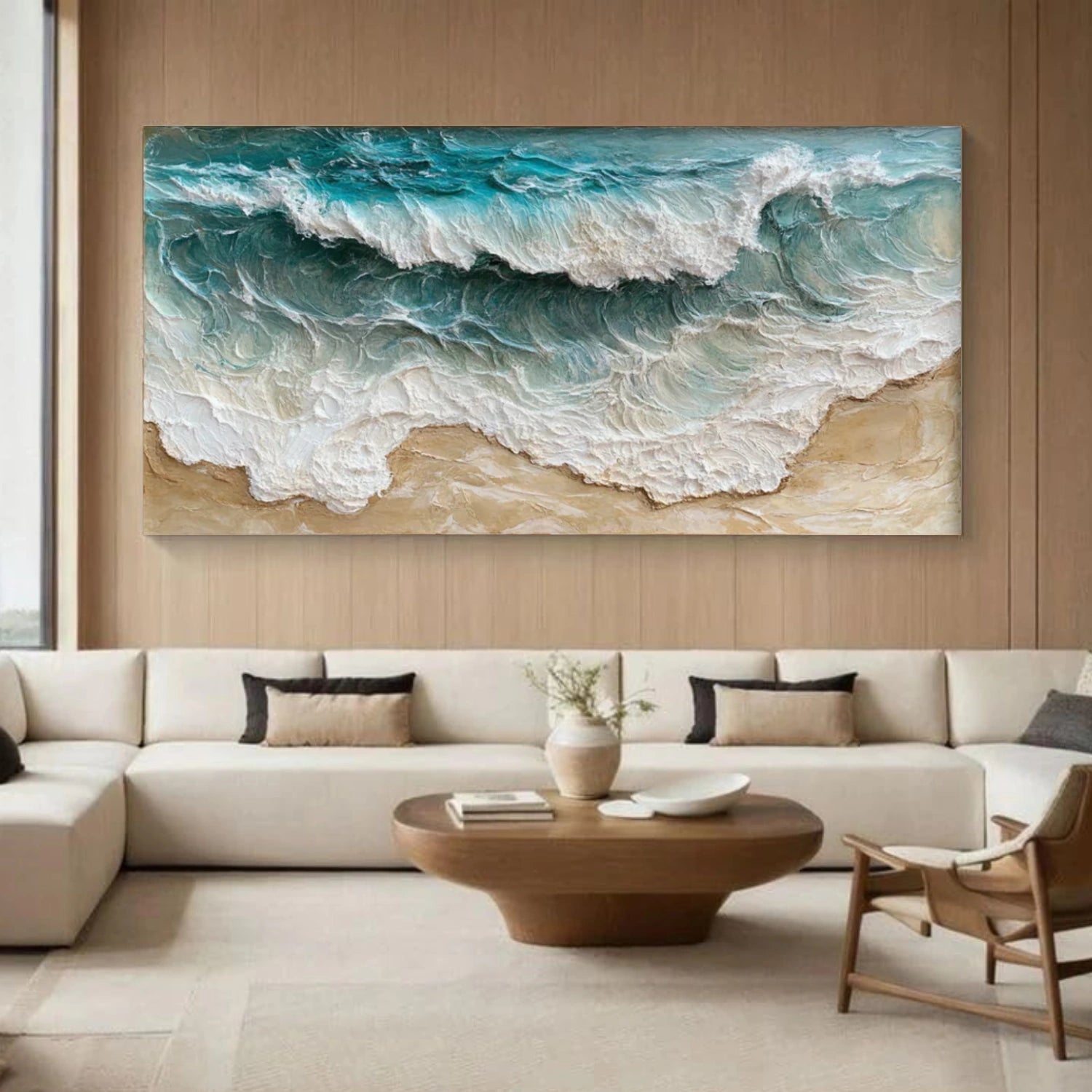 Abstract Ocean And Sky Textured Canvas Art #OC127